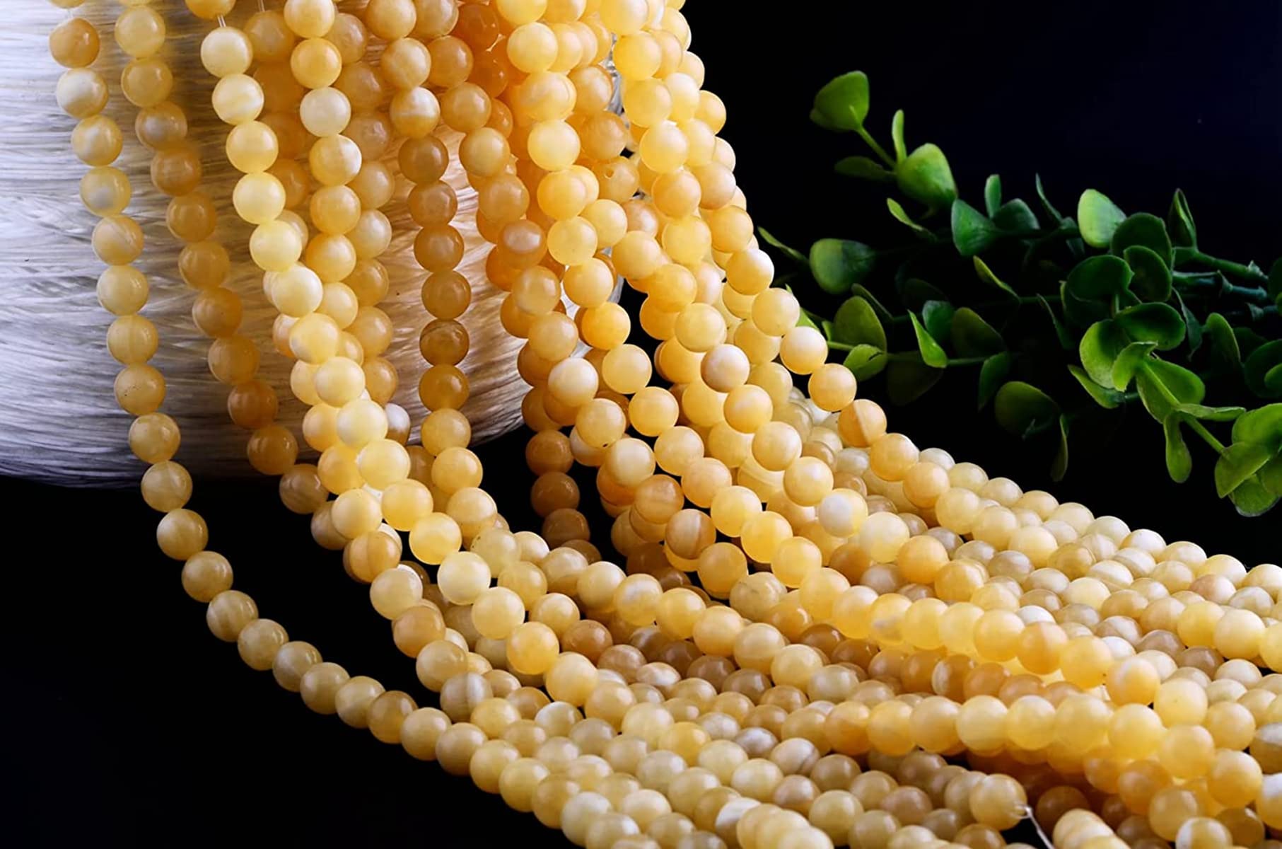 Lot De 10 Perles Rondelles En Jade Jaune Facettées 5x3mm - Pour Création De Bijoux