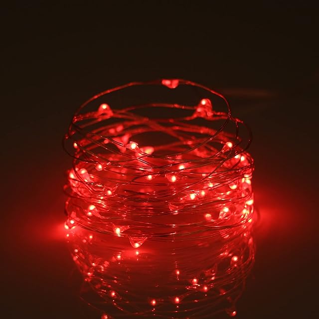 Metaku Fairy Lights Battery Operated 10Ft/3M 30 LED String Lights Twinkle Christmas Lights Indoor Decorative Mini Lights for Home Bedroom Garden Wedding Party Festival Decorations (Red, 1 Pack)