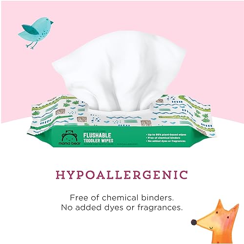 Miniatura 2 de Marca Amazon – Mama Bear - Toallitas de inodoro para niños pequeños, sin fragancia, hipoalergénicas a base de plantas, 336 unidades, 8 paquetes de 42