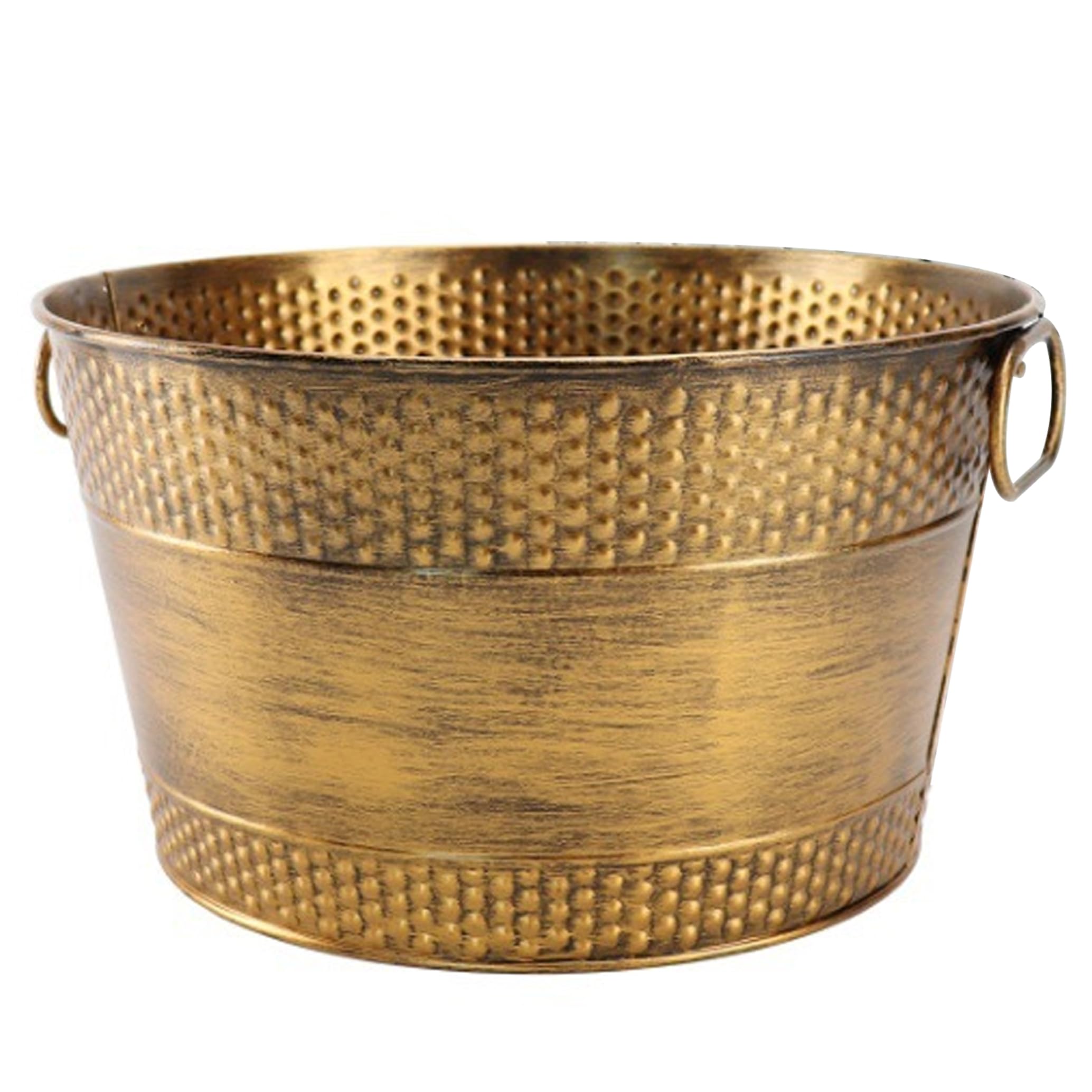 Cubos para Bebidas - Tina galvanizada de 8 litros de Espesor para Fiestas, Tina para Bebidas Resistente al óxido con Asas Dobles, Bronce