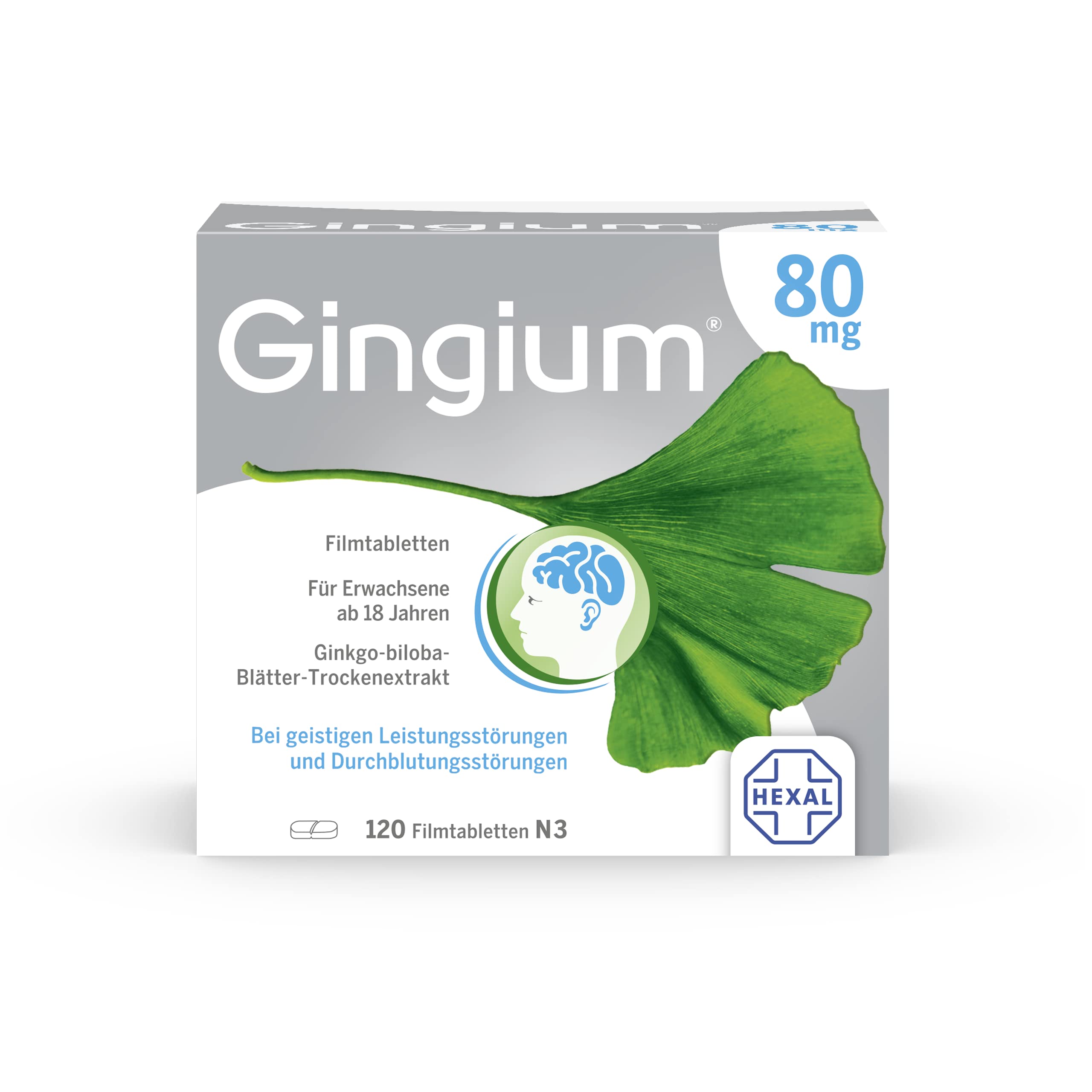 Gingium® 80 mg, 120 St | Frühzeitig handeln bei Vergesslichkeit*, Mit Pflanzenkraft Bei Tinnitus**, Verbessert Gedächtnis und Konzentration*