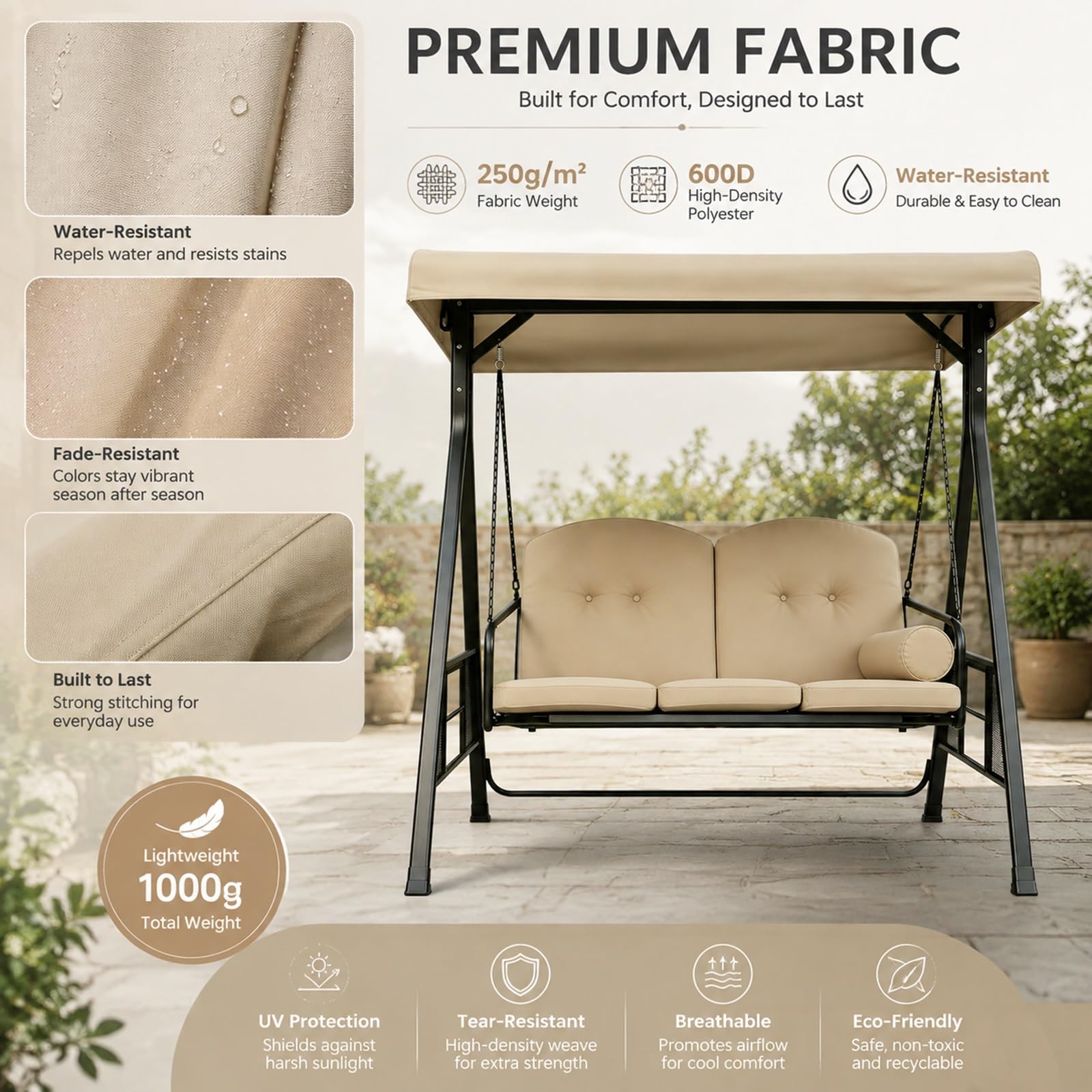 Toldo de Repuesto para Columpio Impermeable para Jardín Exterior