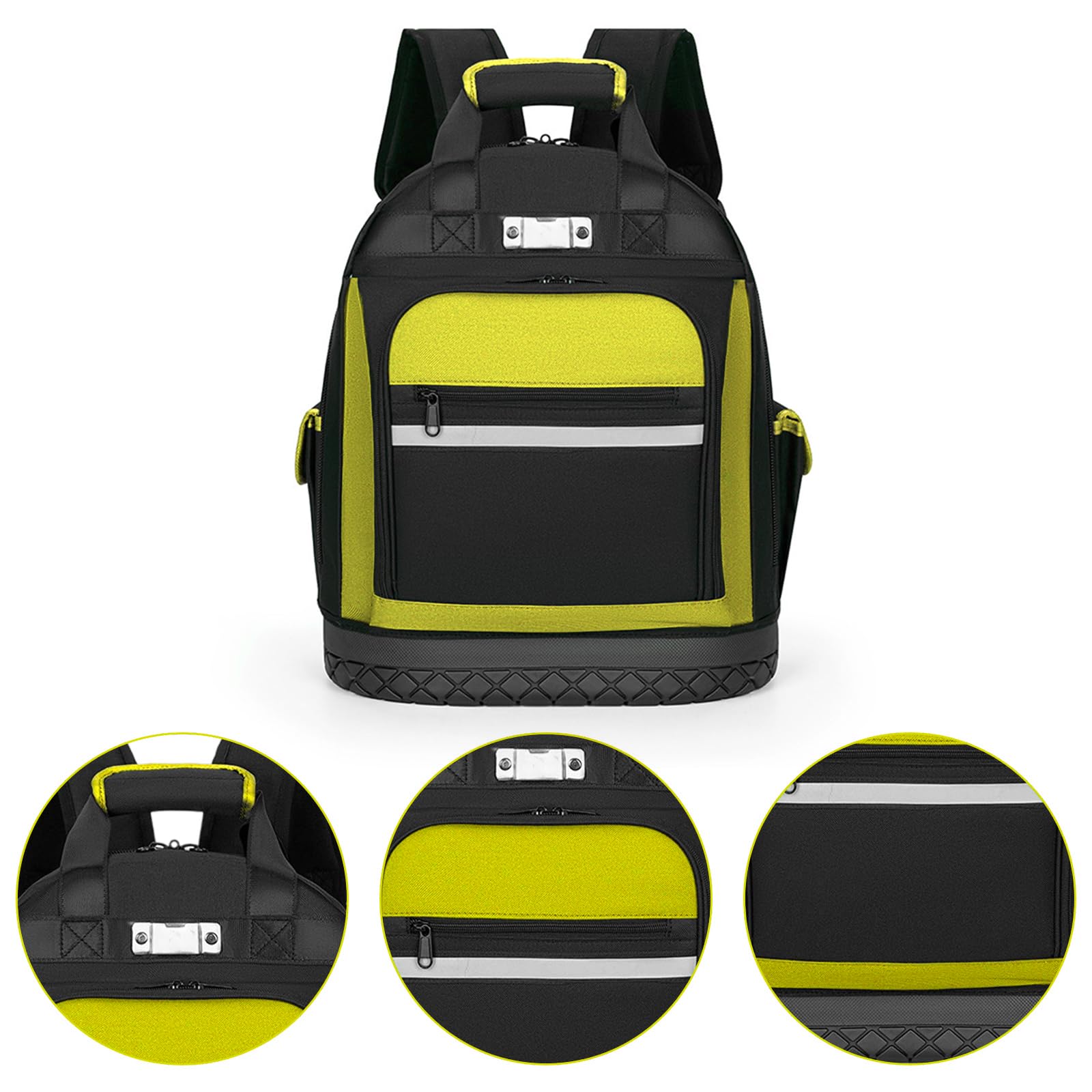 Mochila de trabajo con parte inferior moldeada para organización y protección de herramientas, electricista, fontanero, mochila para electricista