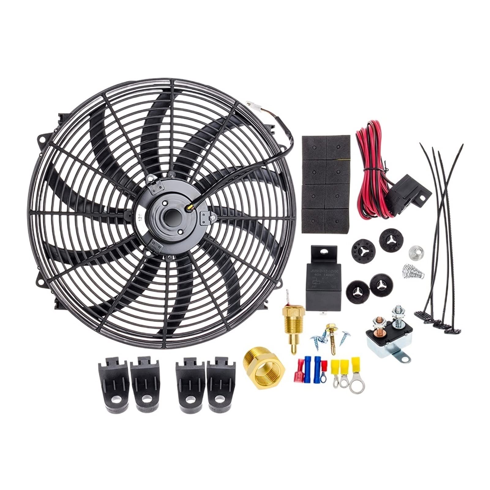 Ventilador de enfriamiento radiador eléctrico de 16 "Pulgadas Alta Cfm Kit de Interruptor de relé de termostato 12V Ventiladores y Kits