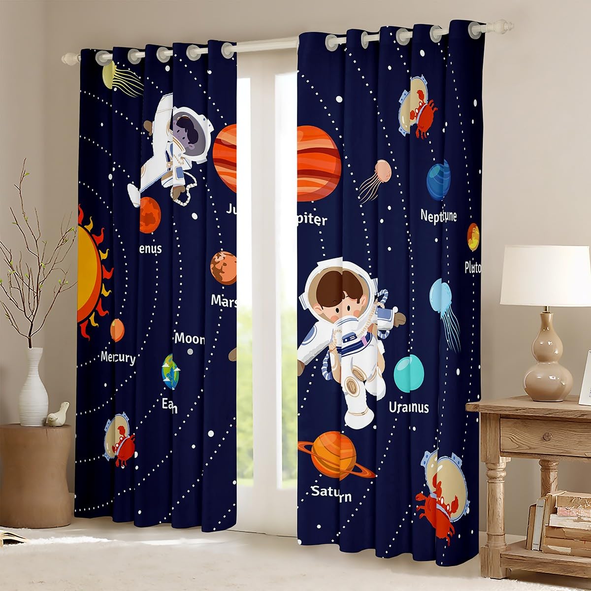 Homemissing Tende a sistema solare per camera da letto e soggiorno dello spazio esterno, 30% -50%, tende oscuranti per bambini e adulti, motivo: universo pianeti, tendaggi per finestre, 117,8 x 183,8