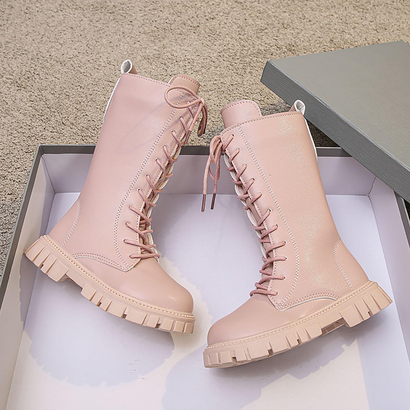 Botas Planas Elegantes para Niñas Botines De Cuero con Y Caña Larga para Niños Pequeños Cómodas para Uso Diario Diseño Antideslizante Y Duradero para Informales Y