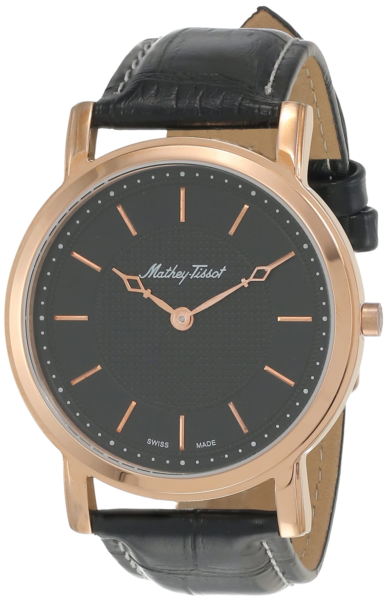 Buy Mathey-Tissot Leather Swiss Made Analog Black Dial Men's Watch