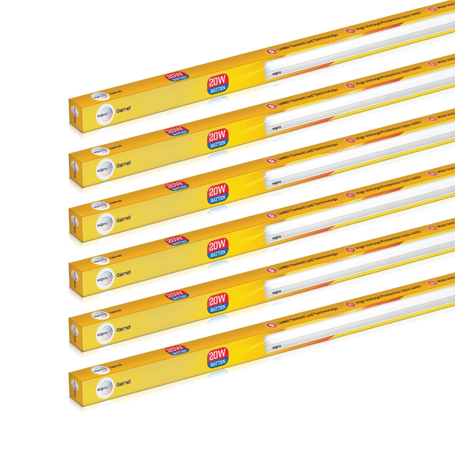 Wipro Garnet 20W LED Batten for Living Room & Bedroom | 4 Ft |Cool Day white (6500K) | 2000 Lumen | Bright & Energy Efficient Tubelight for Home, Office, Showroom & Parking Lot| Pack of 6-picture-24