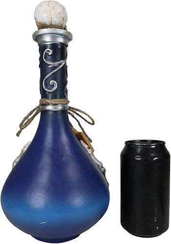 Miniatura 5 de Ebros Gift Wicca Occult Witchcraft Black Magic Inverted Heart Blue 'Drink Me!' Botella decorativa de poción con dedos de esqueleto, bordes plateados