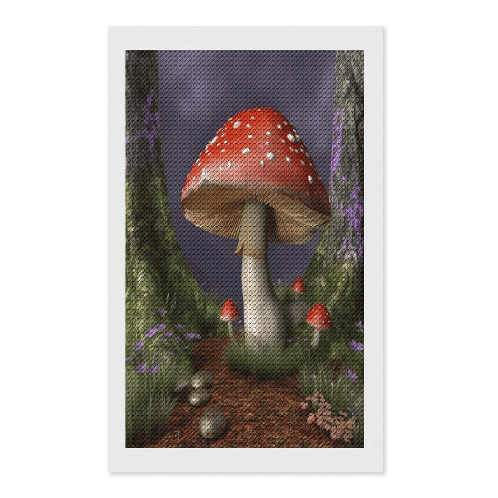 VstaDank Mushroom Diamond Painting Kits Exquisite DIY Full Round Drill Diamond Dots Painting for Adults Beginner Diamond Photo Paint with Diamond Picture Art Wall Decor 12"x20"