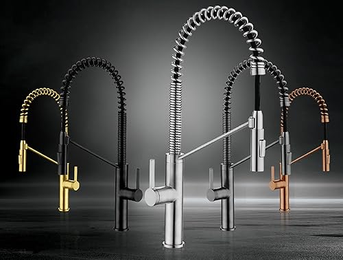 Miniatura 4 de AQUALISE - Grifo de cocina semiprofesional de estilo comercial (níquel cepillado)