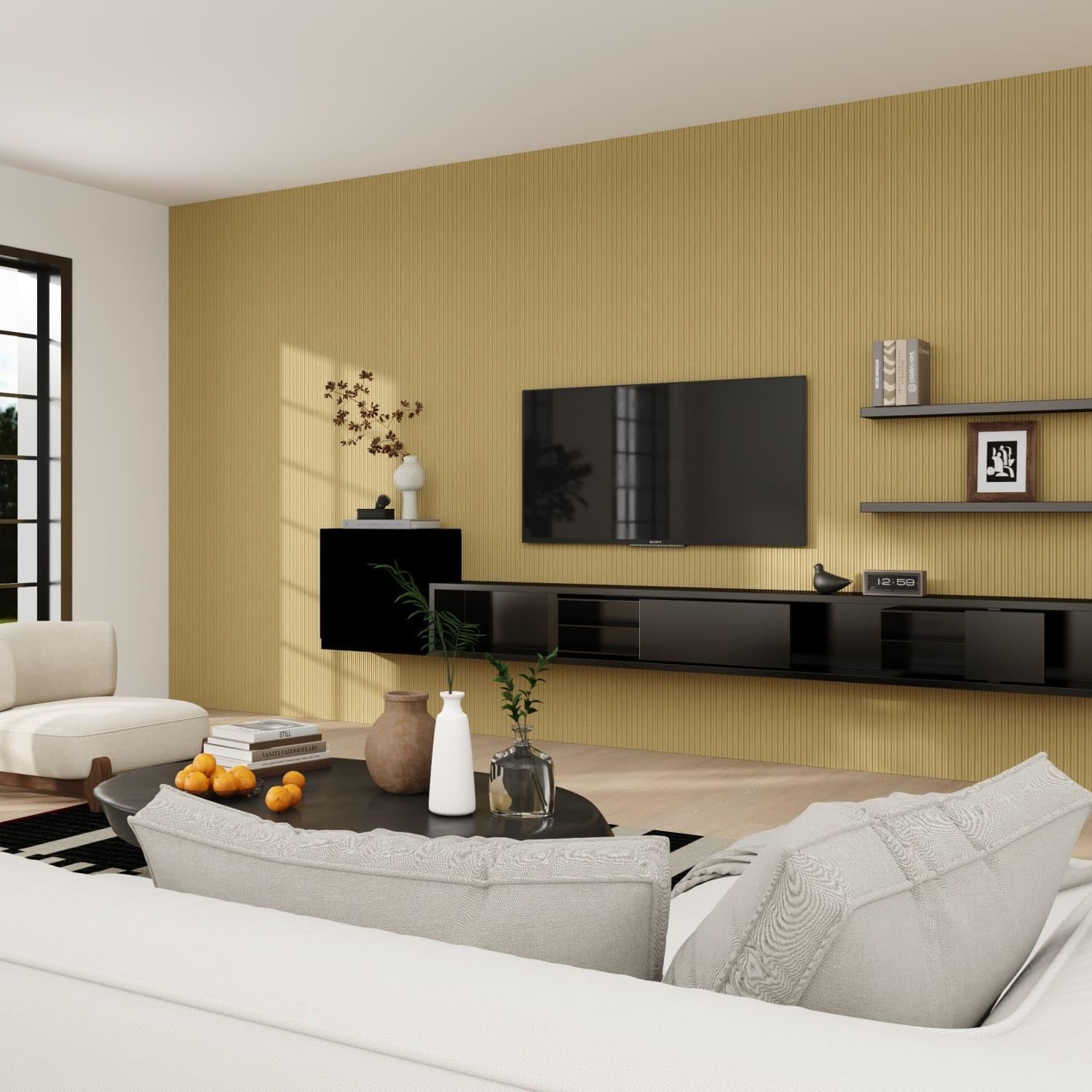 Jobu Small Fluted Mini Ribbed Wall Panels in Natural Oak, 240cm x 60cm