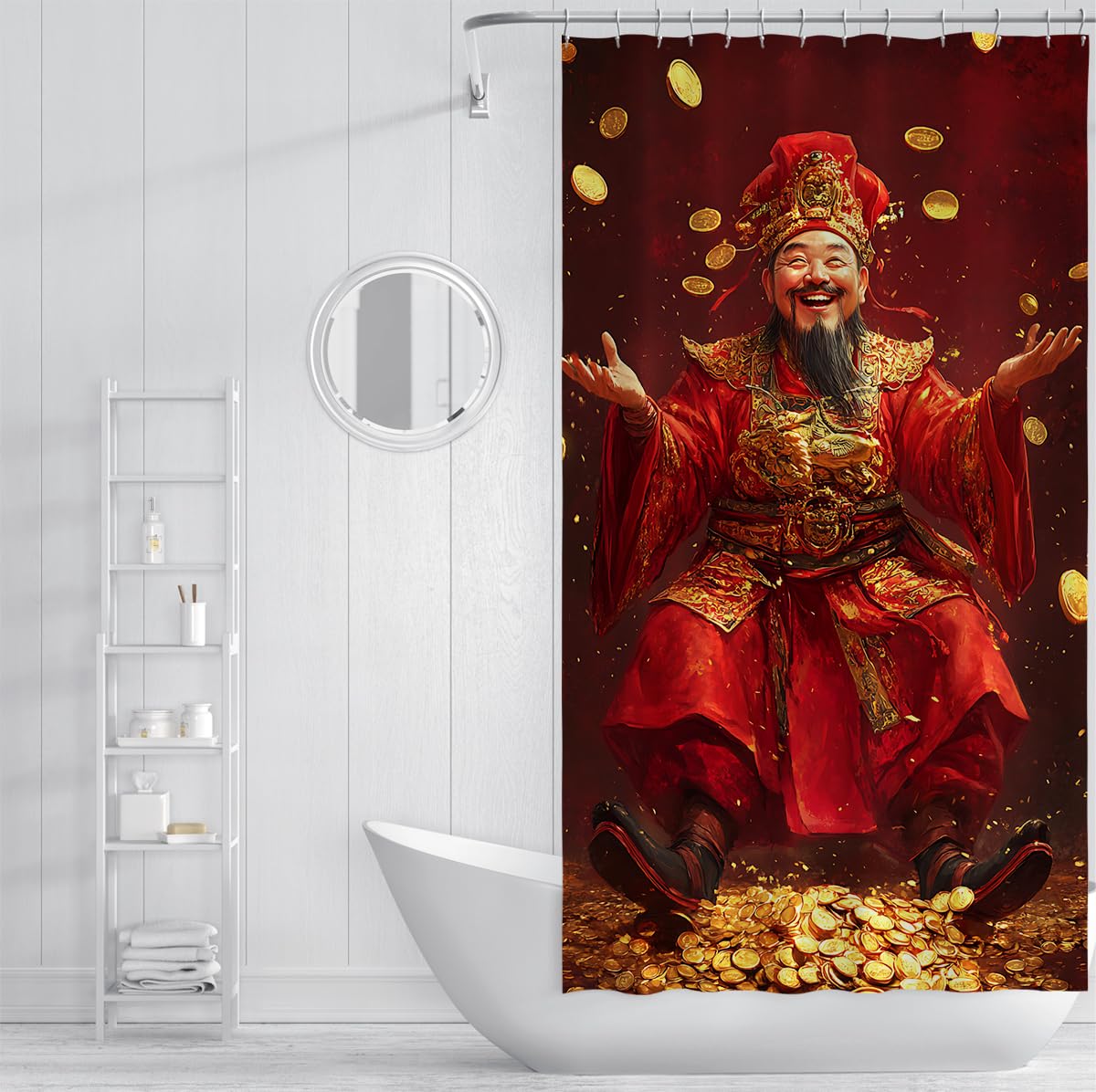 Cortina Ducha Fortuna China Riqueza para baño W120xL200 cm
