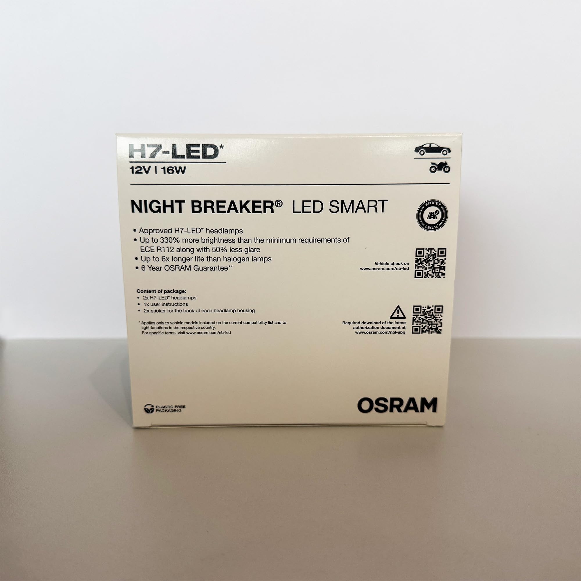 Osram H7 Night Breaker LED Smart + 330% StVZO - Juego profesional de taller (2 unidades)