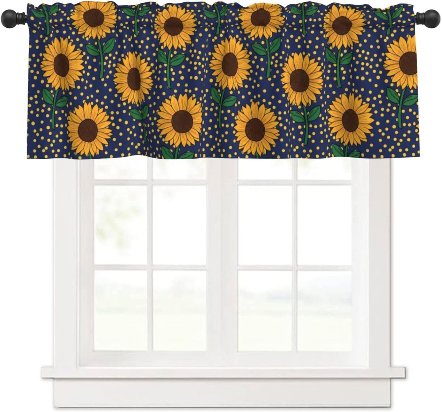Valance for Windows Yellow Lemons Pink Flowers Short Curtains Rod Pocket Window Treatment for Kitchen Living Room Bedroom Bathroom Decor 1 Panel, 54x18in