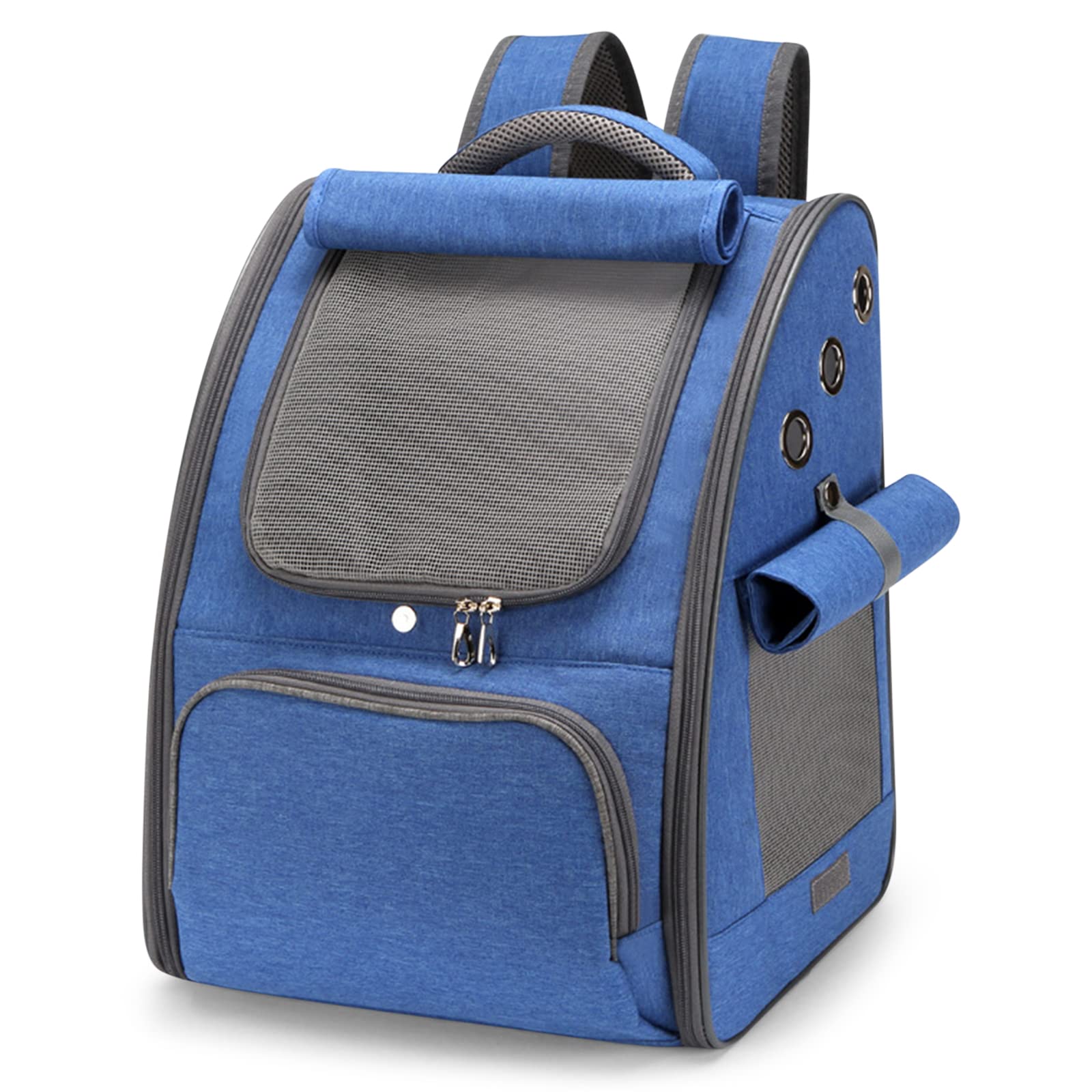 ALLSOPETS Mochila para Gatos Perros Pequeños Mochila Plegable para Mascotas Bolso de Transporte Transpirable con Cortinas Solares Adecuado para Viajes Senderismo Camping (Azul Real)