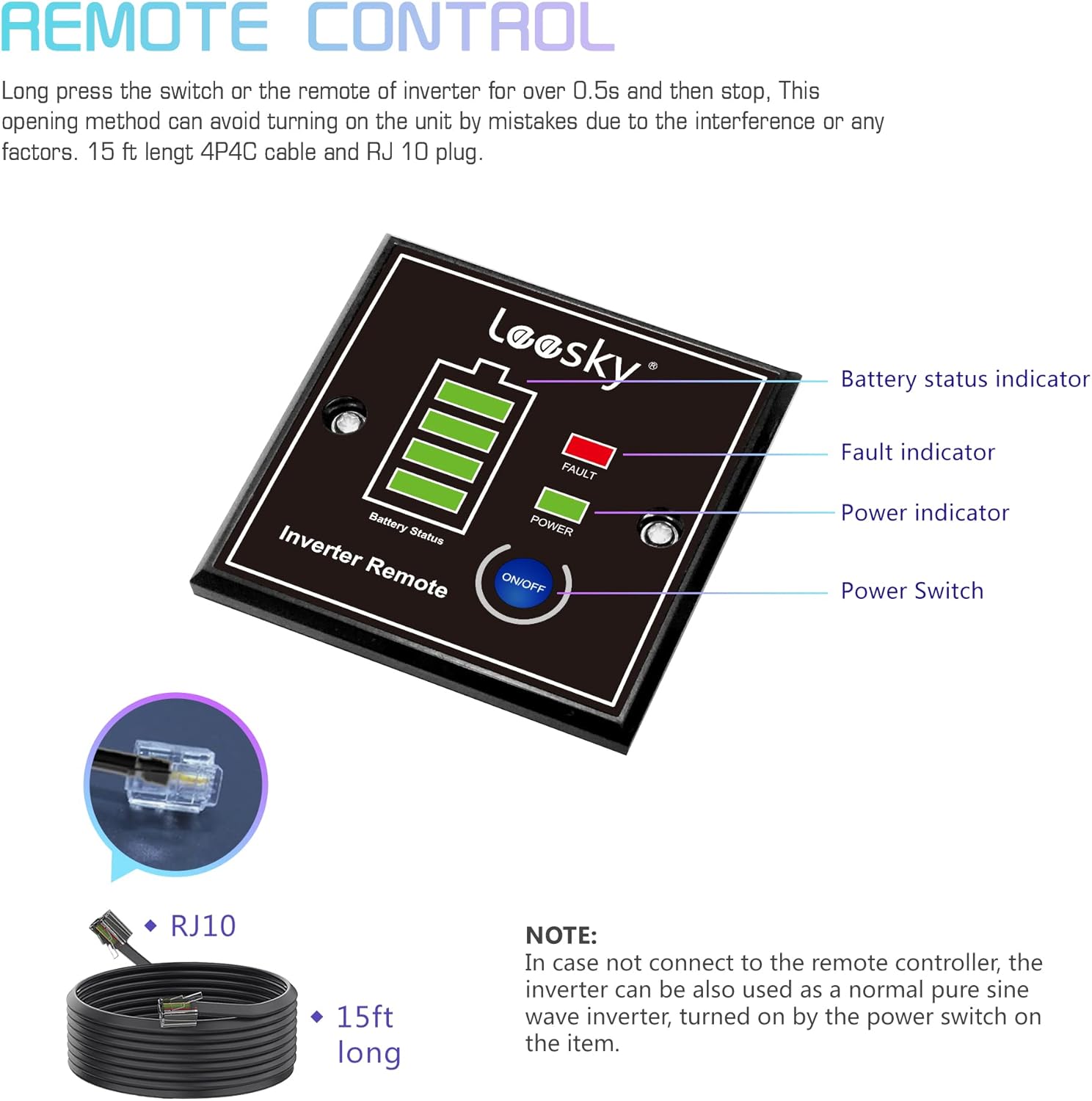 LEESKY Inverter Remote Controller with 15ft cable