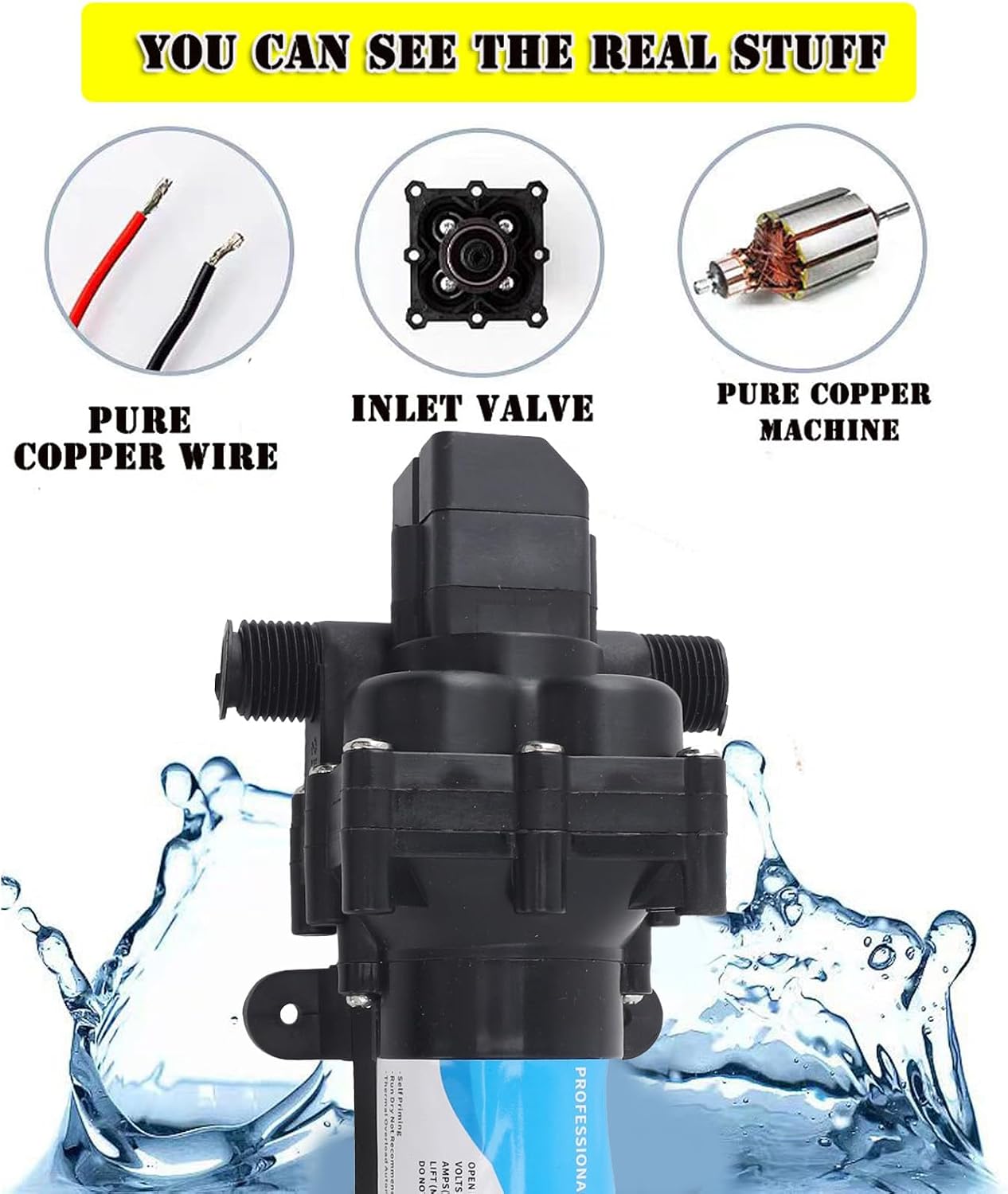 Generic 12V DC Water Pump, Self Priming Water Transfer Pump, Misting Booster Electric Diaphragm Pump with Pressure Switch 4.5 L Min 1.2 GPM 80 PSI Adjustable for RV Marine Boat, Genericb48mfepov7