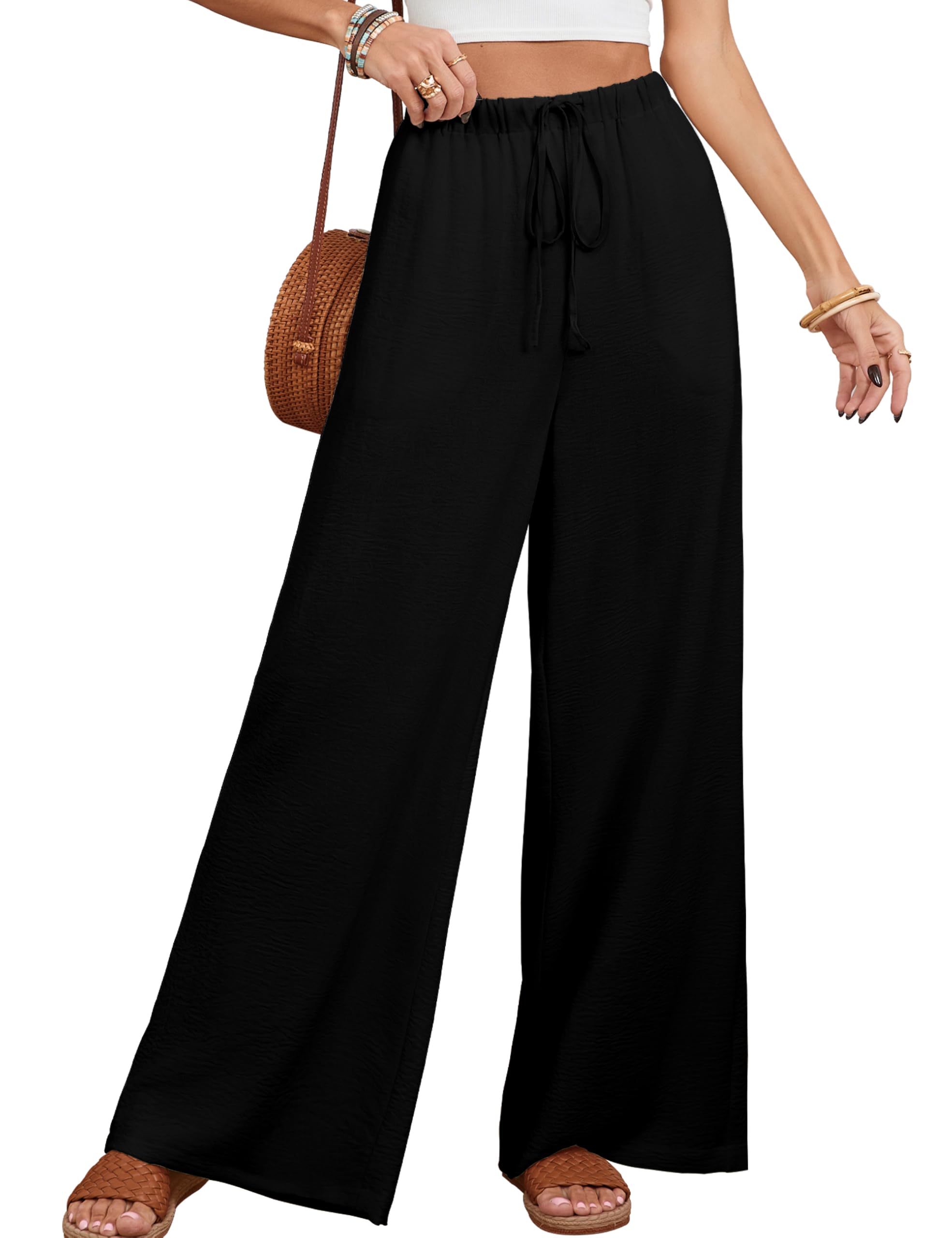 Palazzo Pants for Women Wide Leg Loose Fit Flowy Trousers Loose Fit Casual Pants with Pockets S-XL