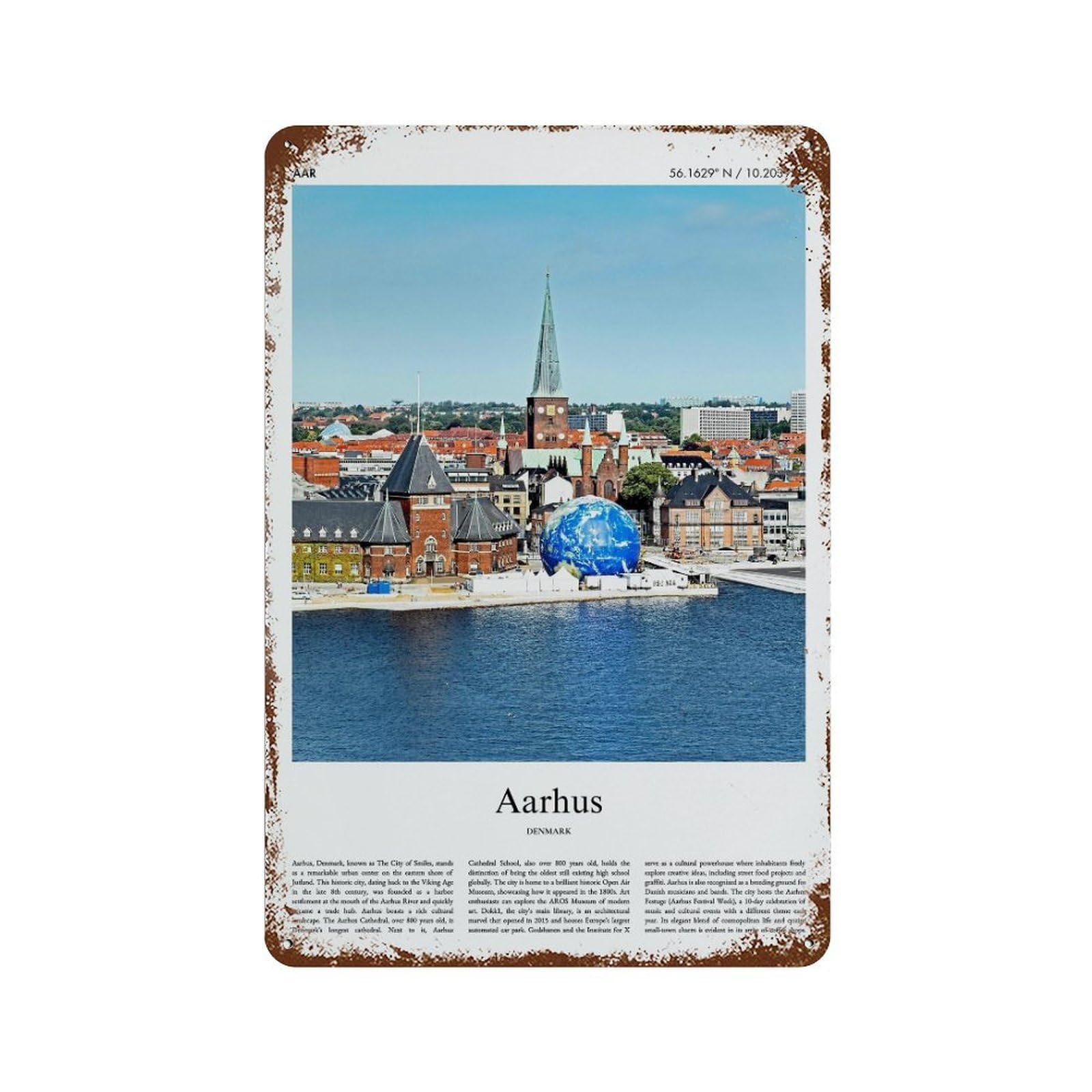 xiaoxiaoshen Aarhus Denmark Travel City Scenery Wall Decor Art Metal Tin Poster Modern Home Decor Art Home Bar Shop Decorations Vintage Sign 30x20cm
