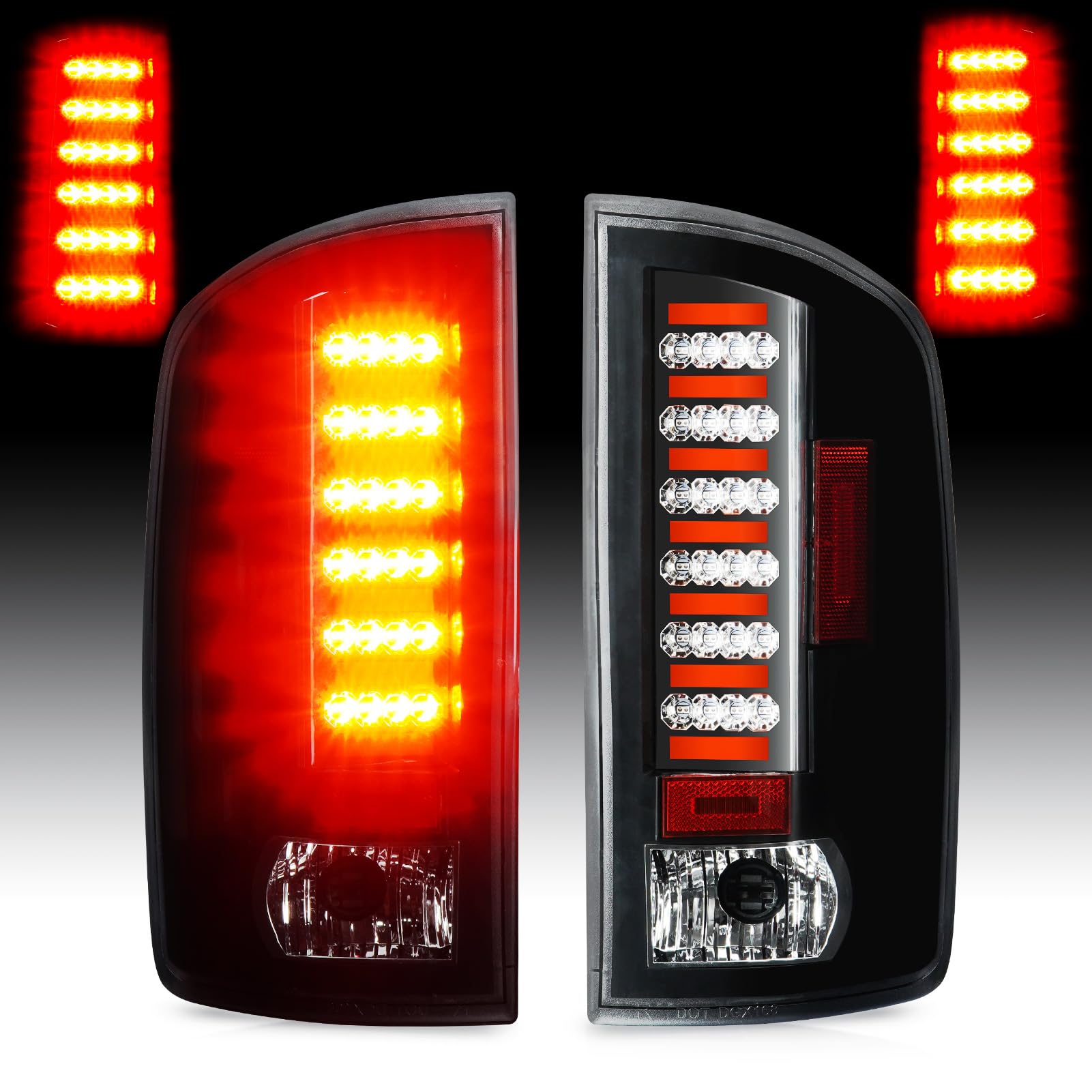 Tail Light [LED Kit] Fit for 2002-2006 Dodge Ram 1500, 2003-2006 Dodge Ram 2500 3500 Pickup, Rear Brake Lamp Taillights Assembly Clear Lens