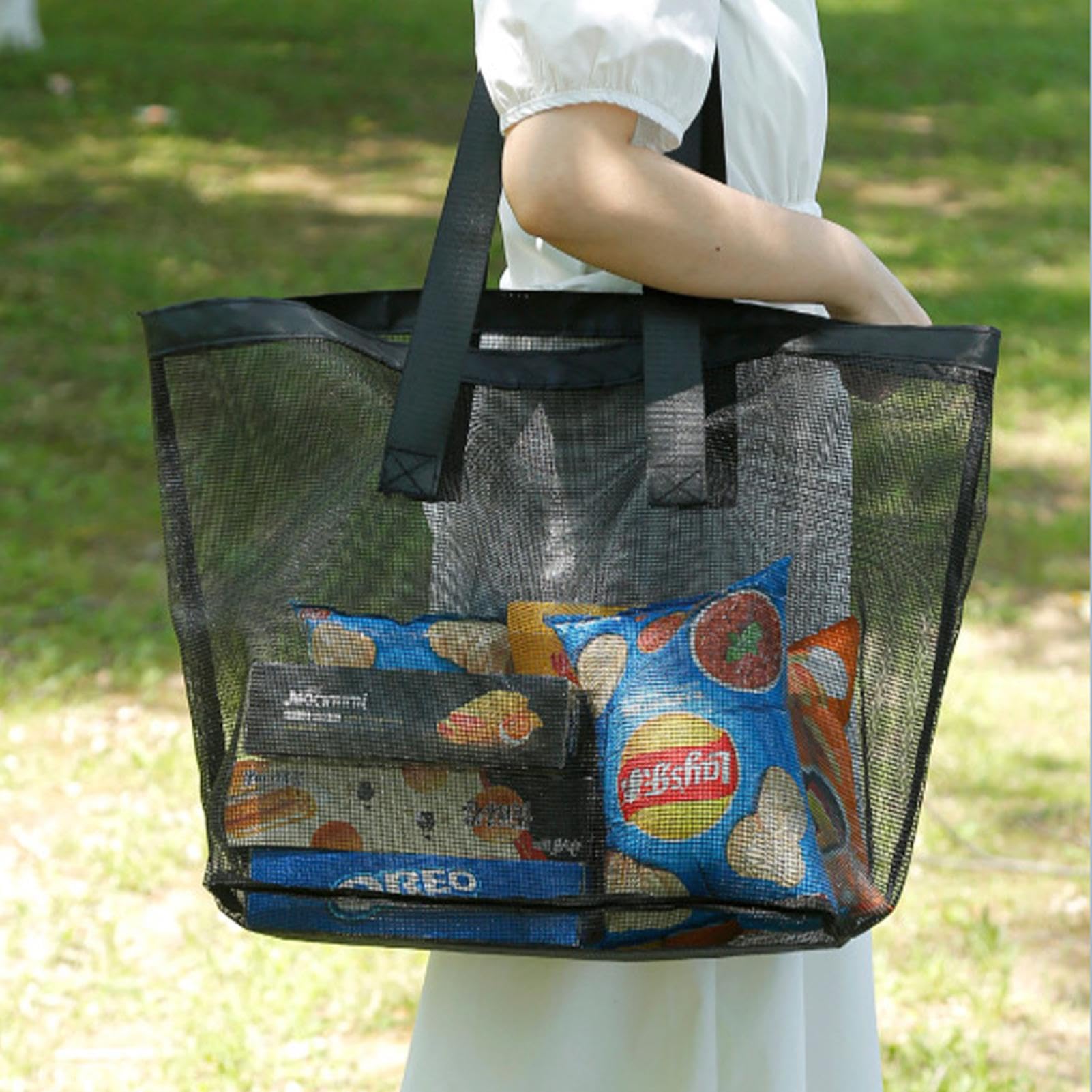 Bolsa De Malla Para Juguetes De Playa – Grande Y Plegable Para Niños Y Adultos Con 8 Bolsillos