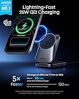 Vista 2 de Anker Prime - Estación de carga inalámbrica 3 en 1, compatible con soporte de cargador MagSafe, cargador plegable con certificación Qi2.2 de 25 W