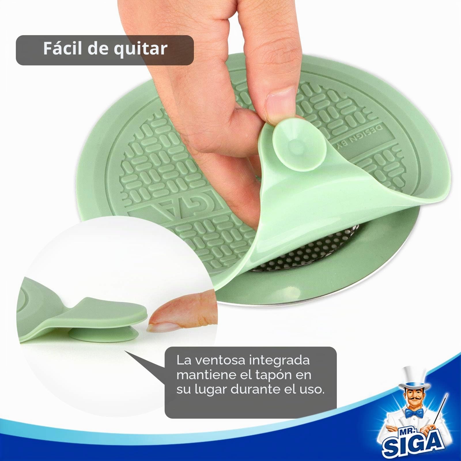 MR.SIGA Tapón de Drenaje de Silicona para Ducha, bañera, Lavabo, Fregadero, colador de Drenaje con Ventosa, Paquete de 3