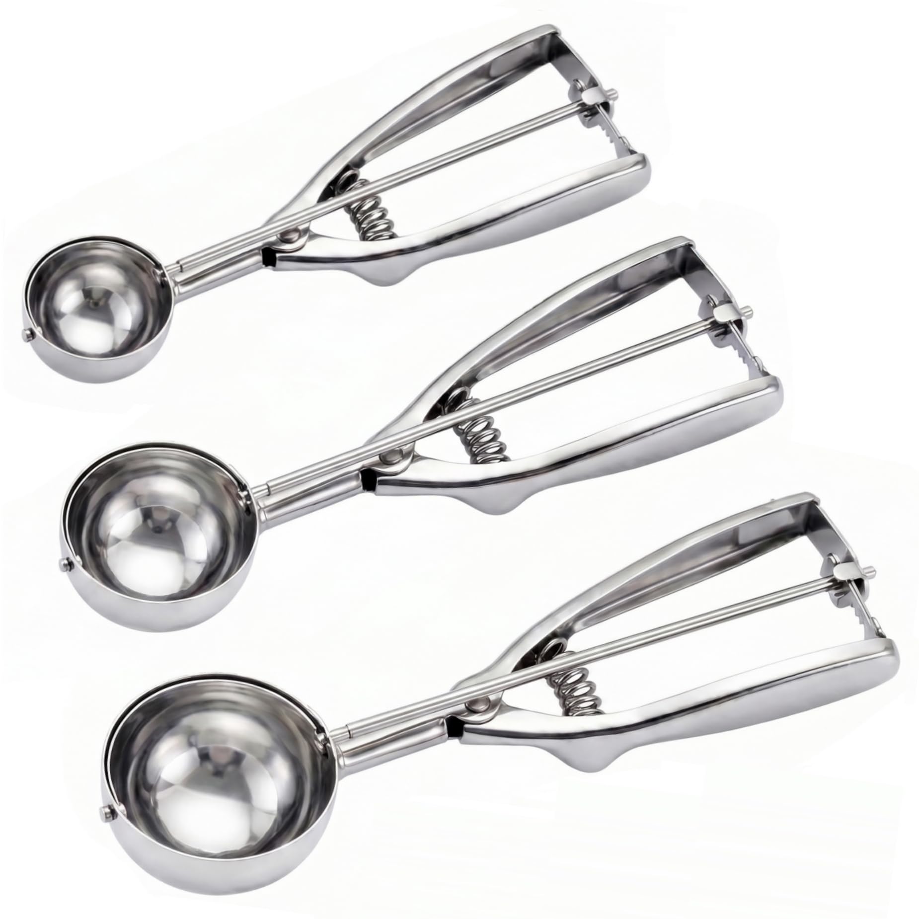 Ice Cream Scoop, 3Pcs Cookie Scoop Set, 18/8 Stainless Steel Cookie Dough Scoop, Cookie Scoops for Baking Set of 3, Ice Cream Scooper with Trigger Release, Cookie Scooper for Baking