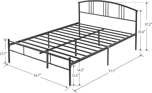 Miniatura 64 de VECELO Base de cama de tamaño individual con cabecera y estribo, base de colchón de plataforma metálica, listones de acero resistente, no necesita