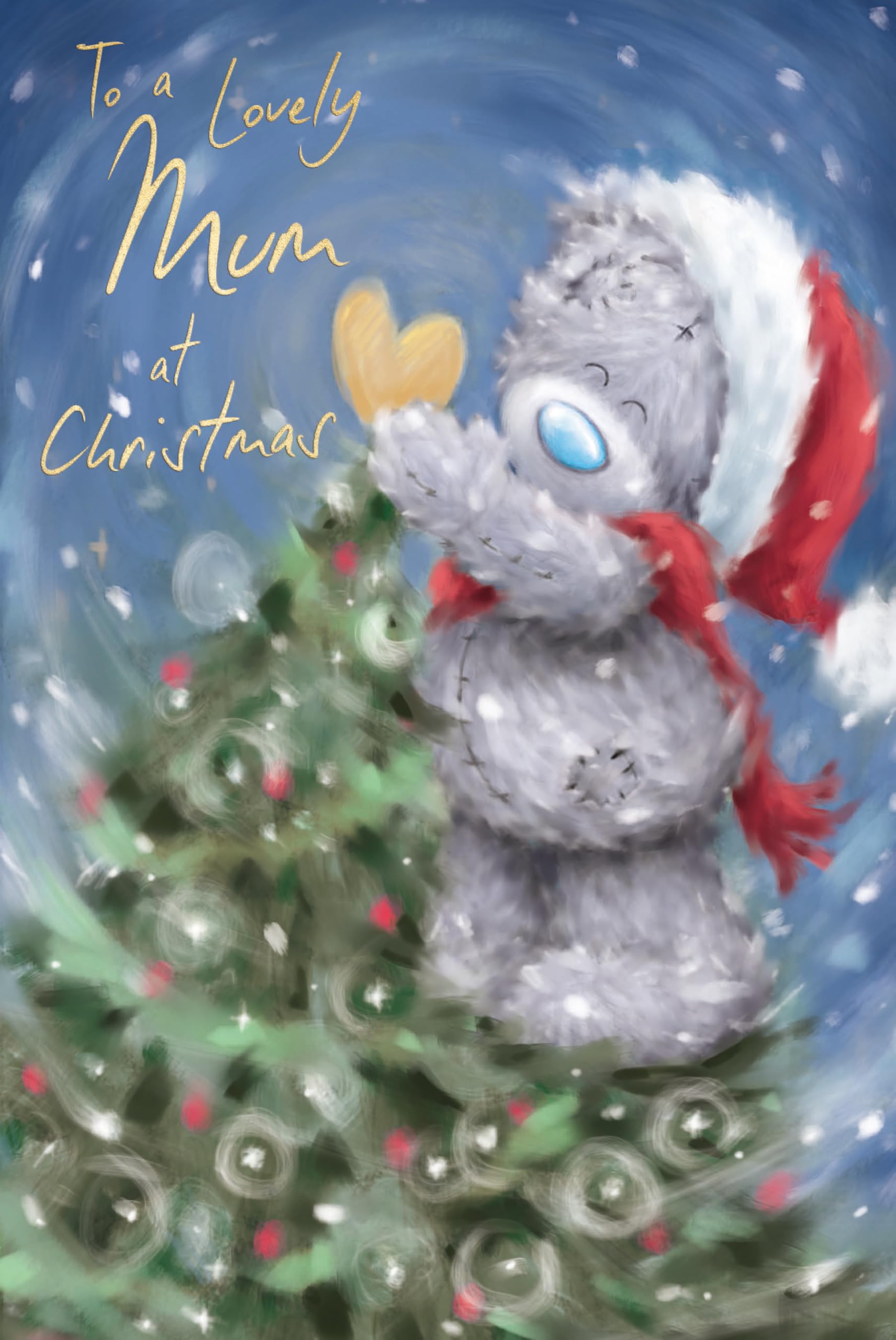 Me To You Tatty Teddy Christmas Card To A Lovely Mum, Tatty Teddy With Tree, Sketchbook Design 6x9ins - Official Collection