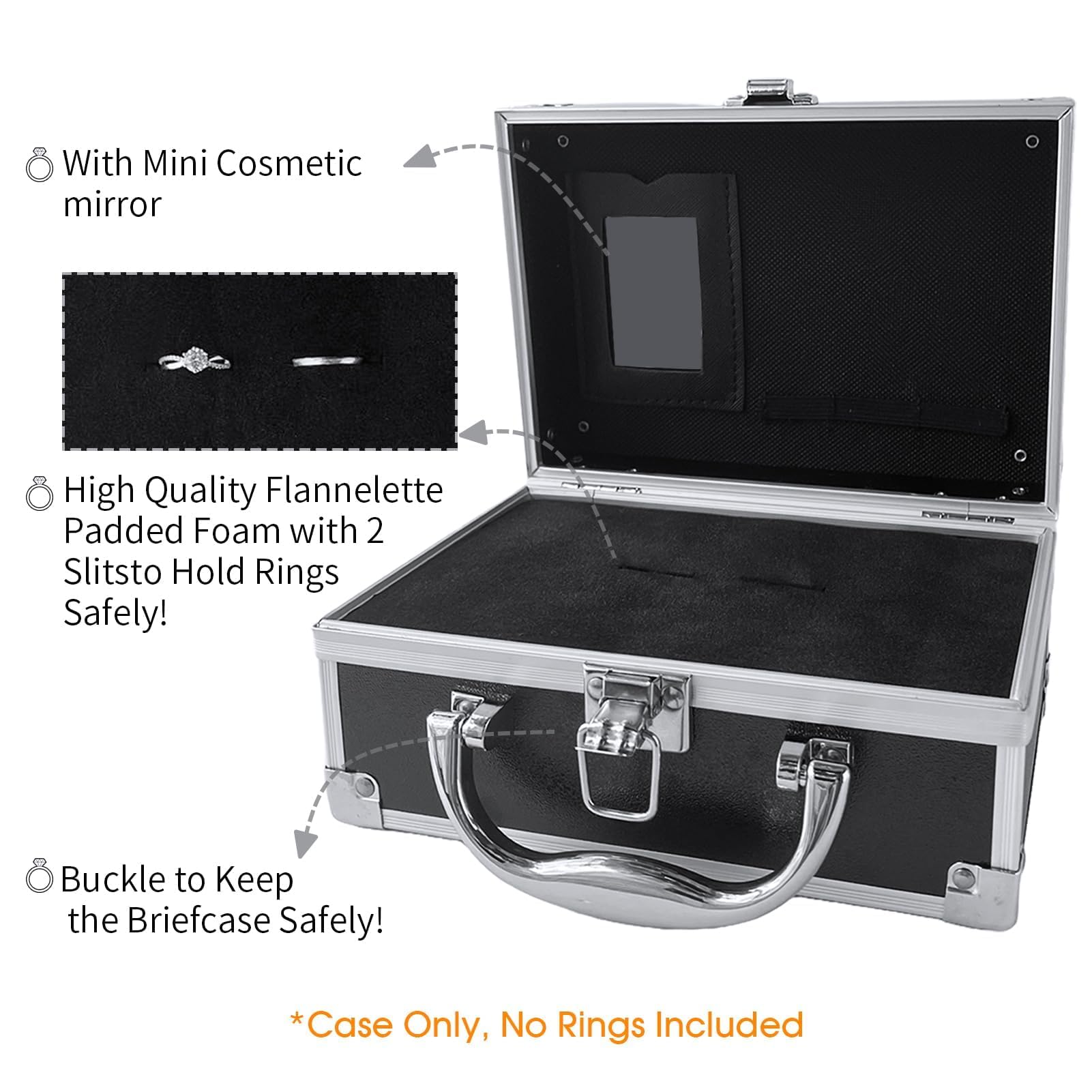 Ring Security Case Mallette compacte en aluminium avec rembourrage en mousse Noir 20 x 14 x 9 cm