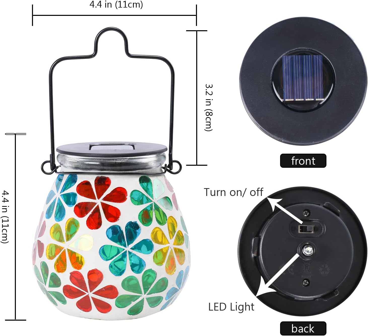 Bshine Mosaic Solar Lantern Outdoor Hanging Waterproof, Sunflower Mosaic Light Indoor Decorative Table, Garden Decor for Yard Outside, Path, Courtyard, Lawn, Birthday Gift for Mom Women Gardening