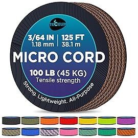 TECEUM Micro Paracord - Copper Brown - 1.18 mm x 125 ft - Micro Utility Cord - Thin Braided Paracord Rope Nylon Polyester - Wind Chime Replacement - Survival Strong String 345c