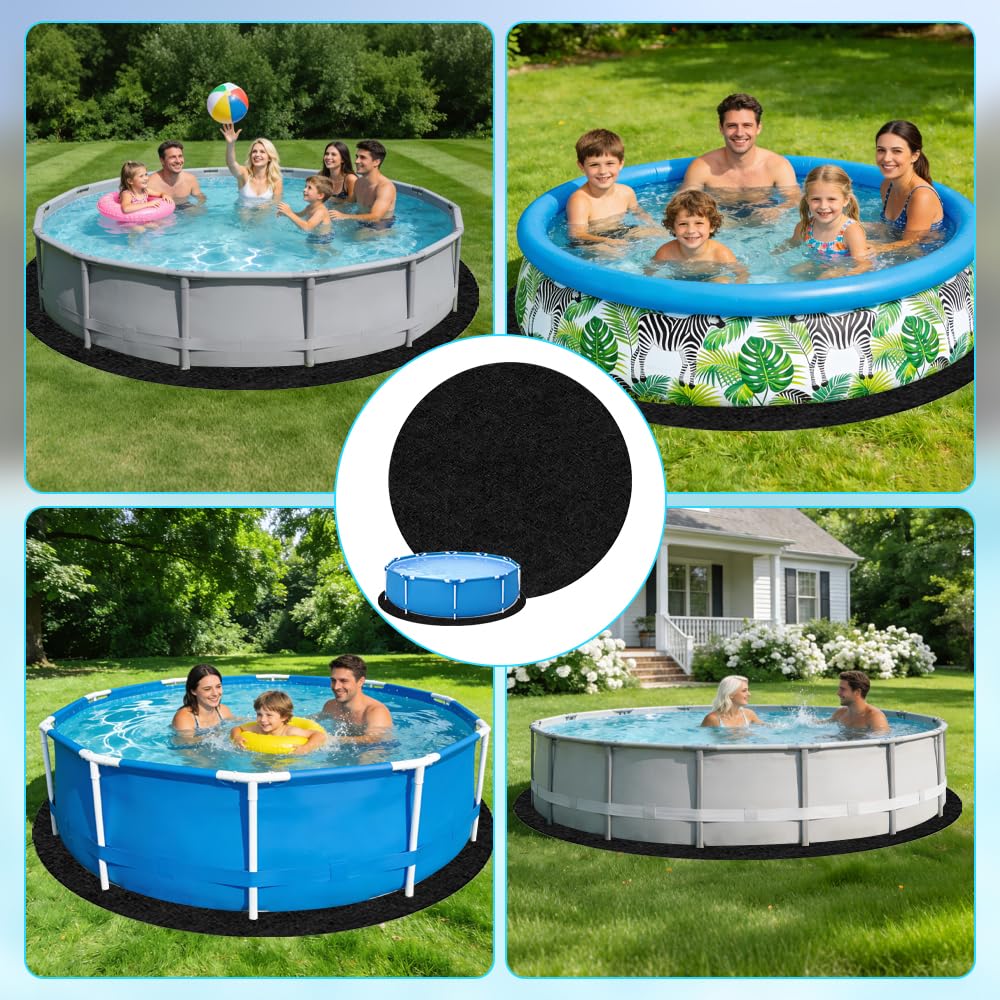 Tapis de Sol Piscine, 4 m Tapis sous Piscines Hors Sol Rond, Rembourrage sous Piscine, Tapis De Revêtement De Sol De Piscine, Antidérapant, Pliable, pour Baignoires et Piscines Hors Sol