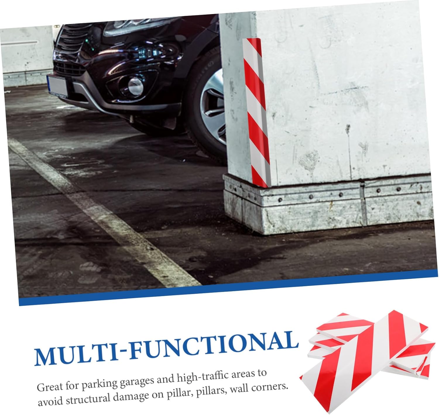 12pcs Foam Garage Wall Protector Car Collision Strips for Wall Corner Pillars Padding for Garage Accessory Red-White for Parking Lots and Underground