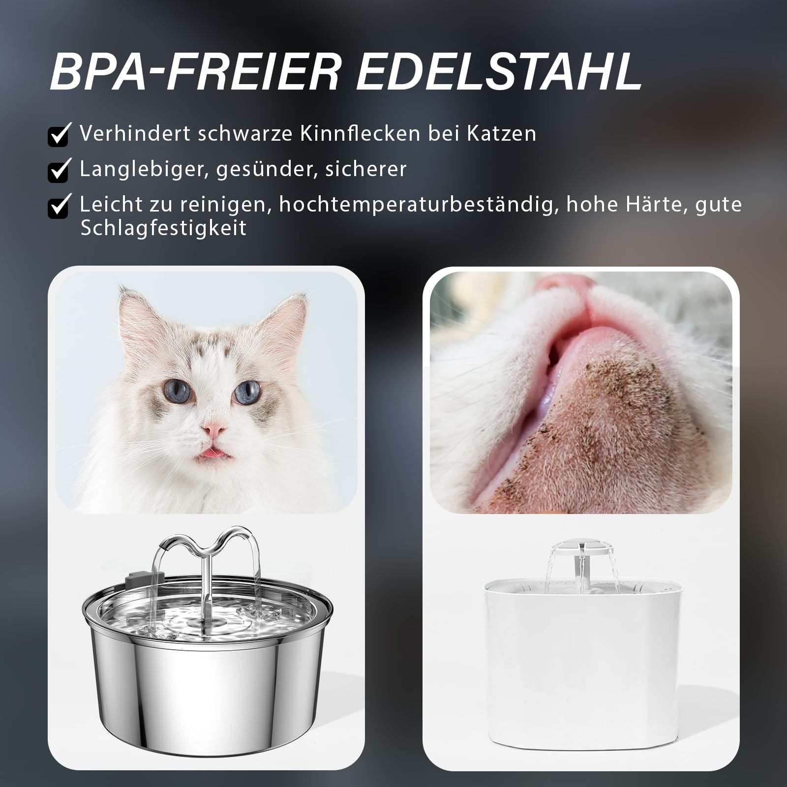 DOOOB Katzentrinkbrunnen, 3,2L Katzen Trinkbrunnen, Katzenbrunnen Edelstahl mit Ultra-Leiser Pumpe, Automatischer Trinkbrunnen für Katze und Kleine Hunde, Inkl. 1 Filter & 1 Schwamm