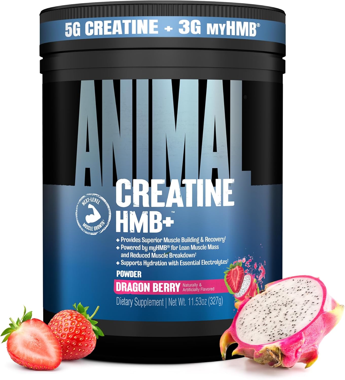 Animal Creatine HMB Powder – 3g myHMB + 5g Creatine with Electrolytes for Recovery & Daily Energy – Dragon Berry Flavor, 30 Servings