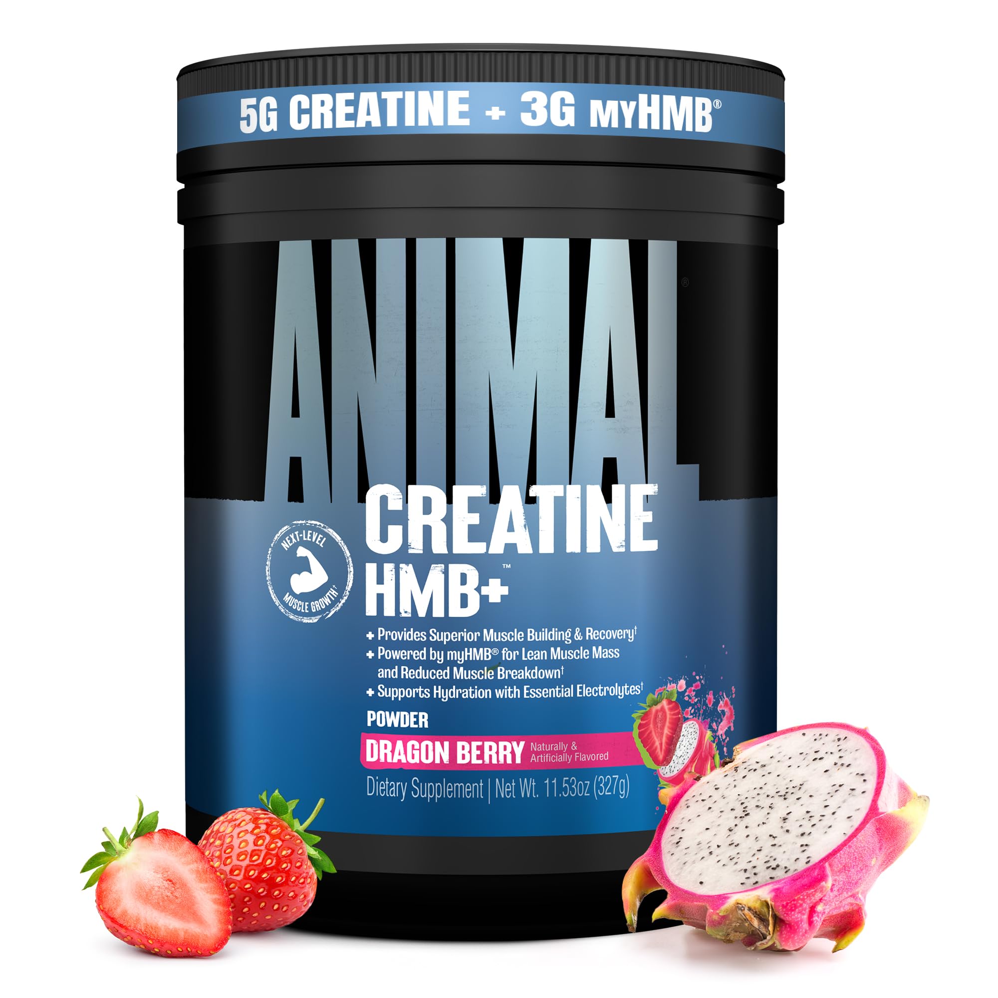 Animal Creatine HMB Powder – 3g myHMB + 5g Creatine with Electrolytes for Recovery & Daily Energy – Dragon Berry Flavor, 30 Servings