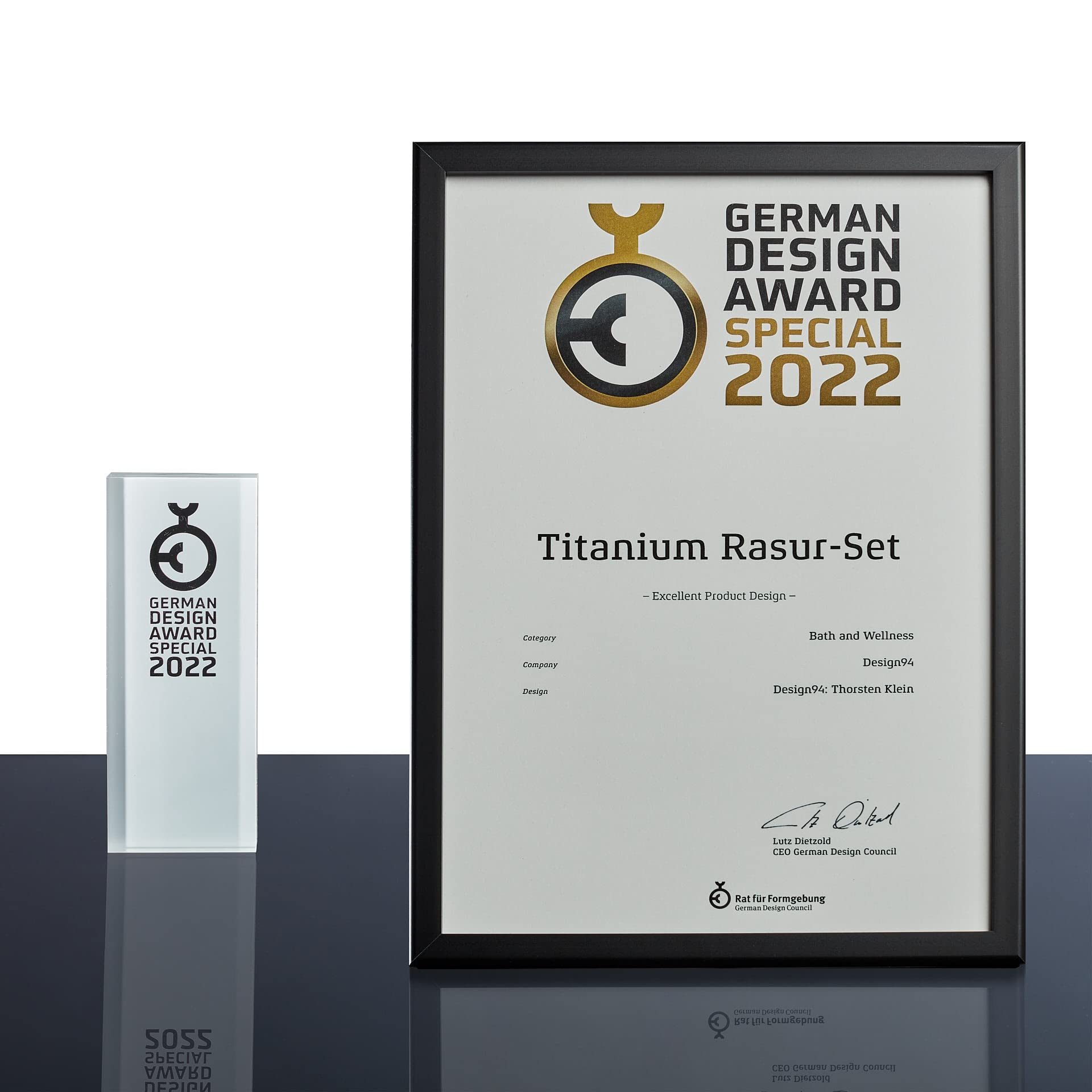Titanium Rasierhobel – Präzisionsrasierer aus massivem Titan – Gewinner German Design Award 2022 – CNC‑gefräst & handpoliert –Made for Design Lovers