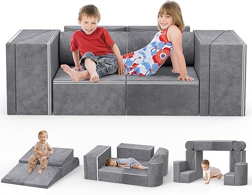 Miniatura 15 de BIERUM Sofá para niños, 6 piezas, sofá infantil para dormitorio, sala de juegos, sofá multifuncional para desarrollar la inteligencia, la 6 piezas