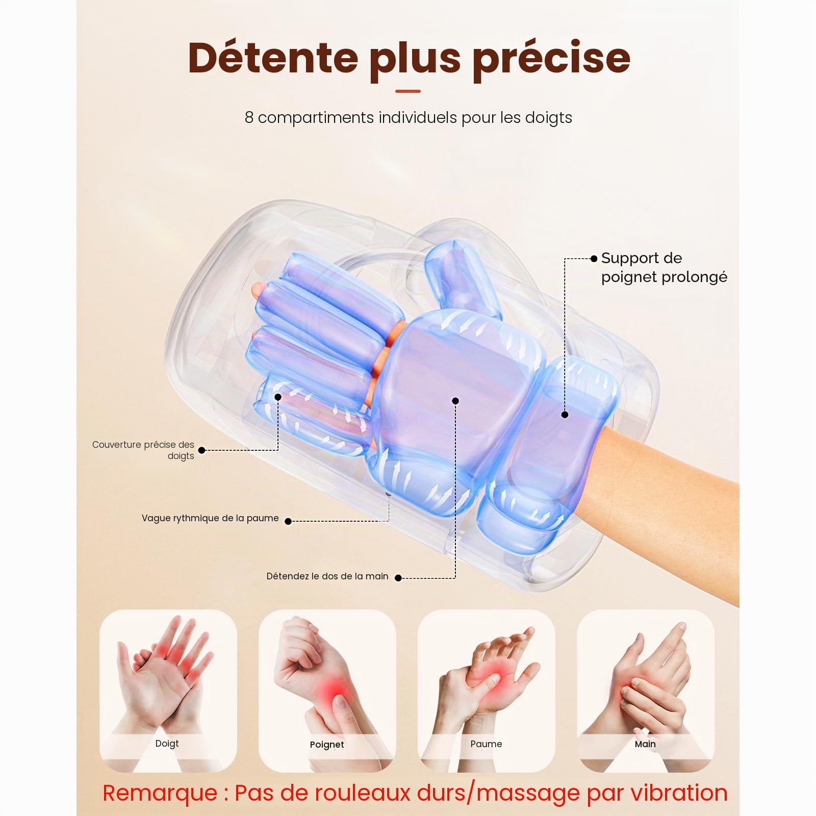 BOB AND BRAD Masseur de Mains avec Chaleur et Compression, Appareil de Massage sans Fil Portable du Syndrome du Canal Carpien, Relaxation à Domicile ou au Bureau pour Femmes, Cadeaux Hommes, Parents