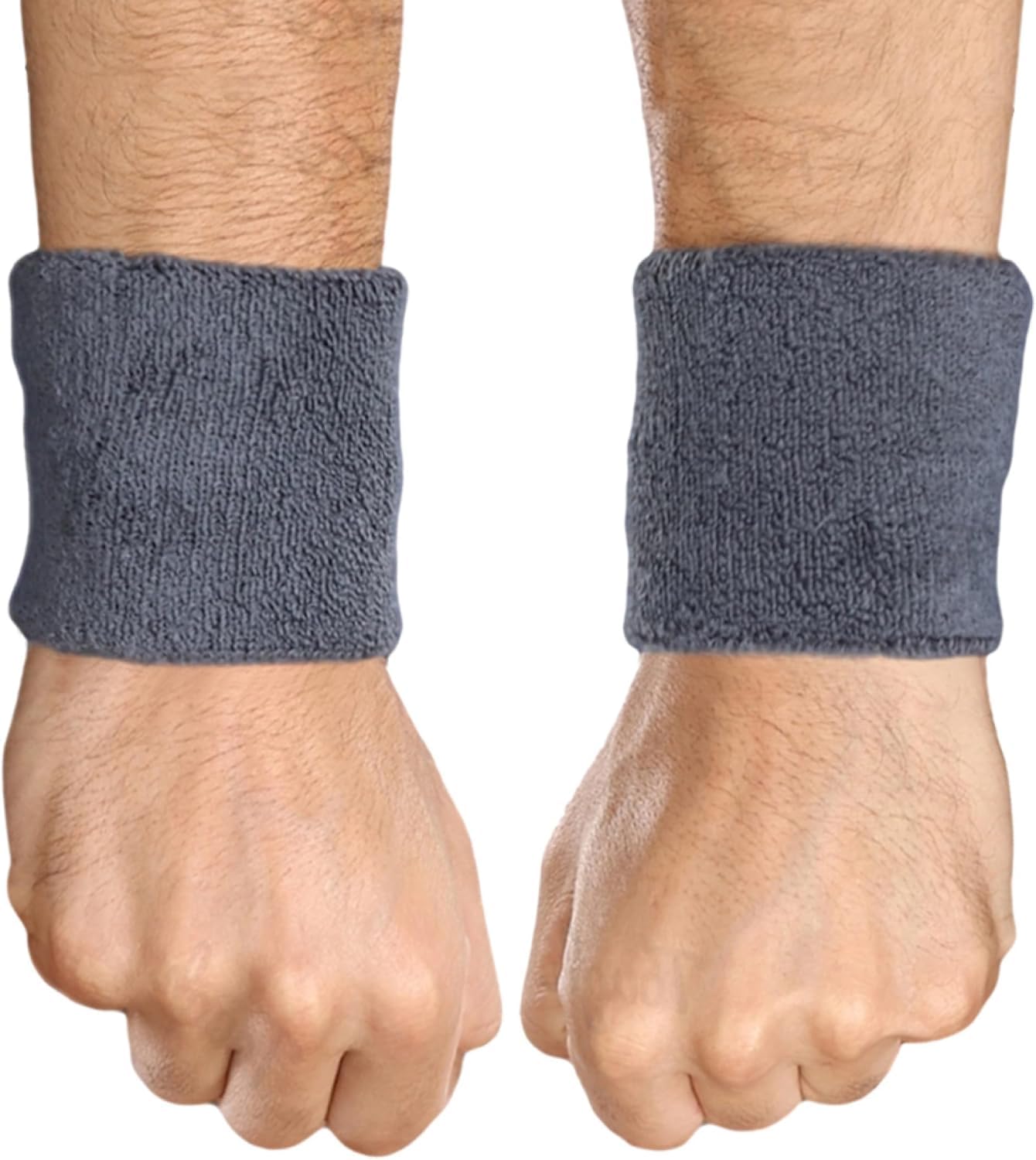 Cotton Wristband for Men & Women (Pair of 2) – Thick Sweat Absorbent Sports Wrist Sweatband for Gym, Cricket, Badminton, Tennis, Running, Cycling, Football, Pickleball Made in India, 3 Inch Grey-image-6