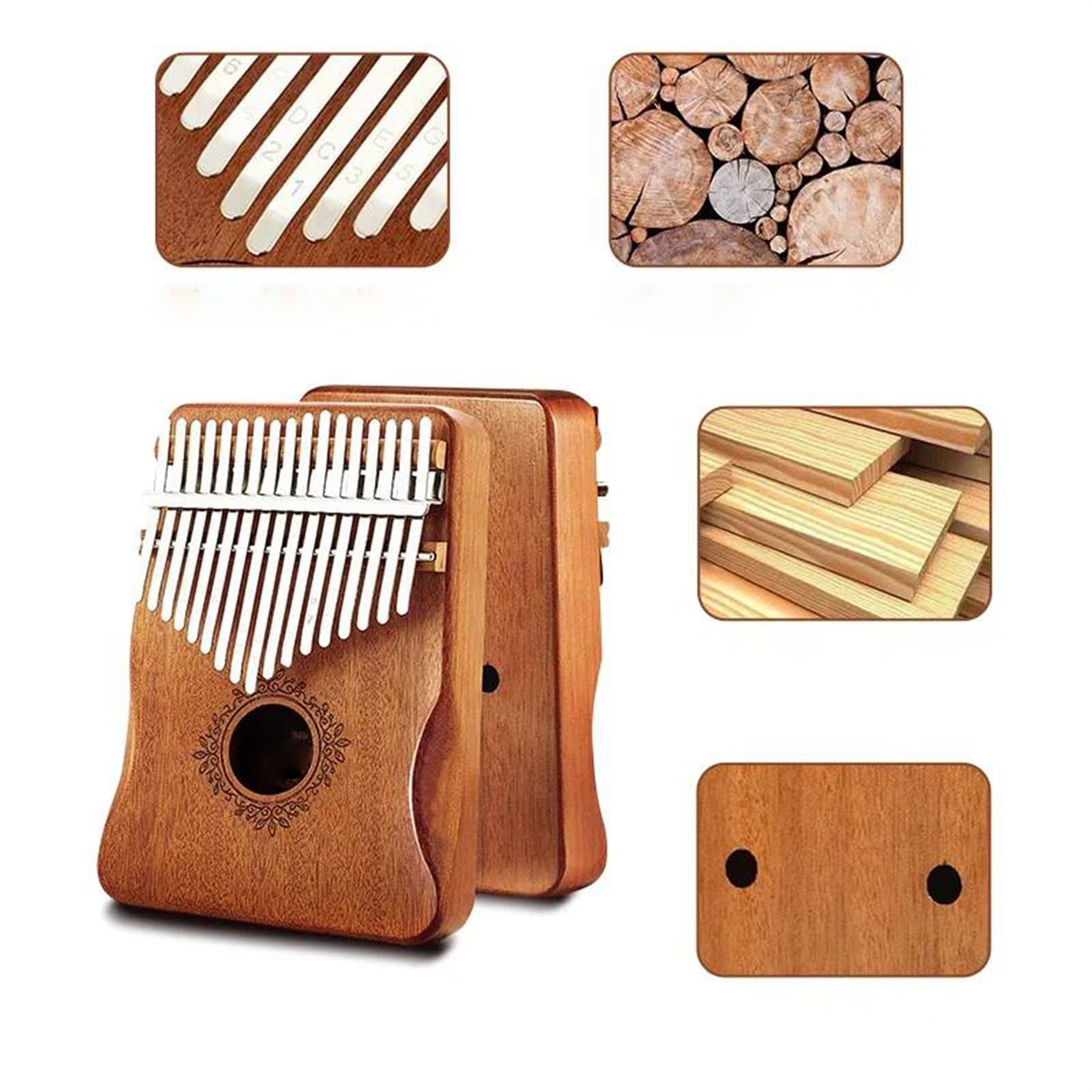 Kalimba 17-klawiszowy Profesjonalny Fortepian Kciukowy Kalimba Dla Początkujących Instrument Muzyczny Z Palcami Fortepianowymi(B)