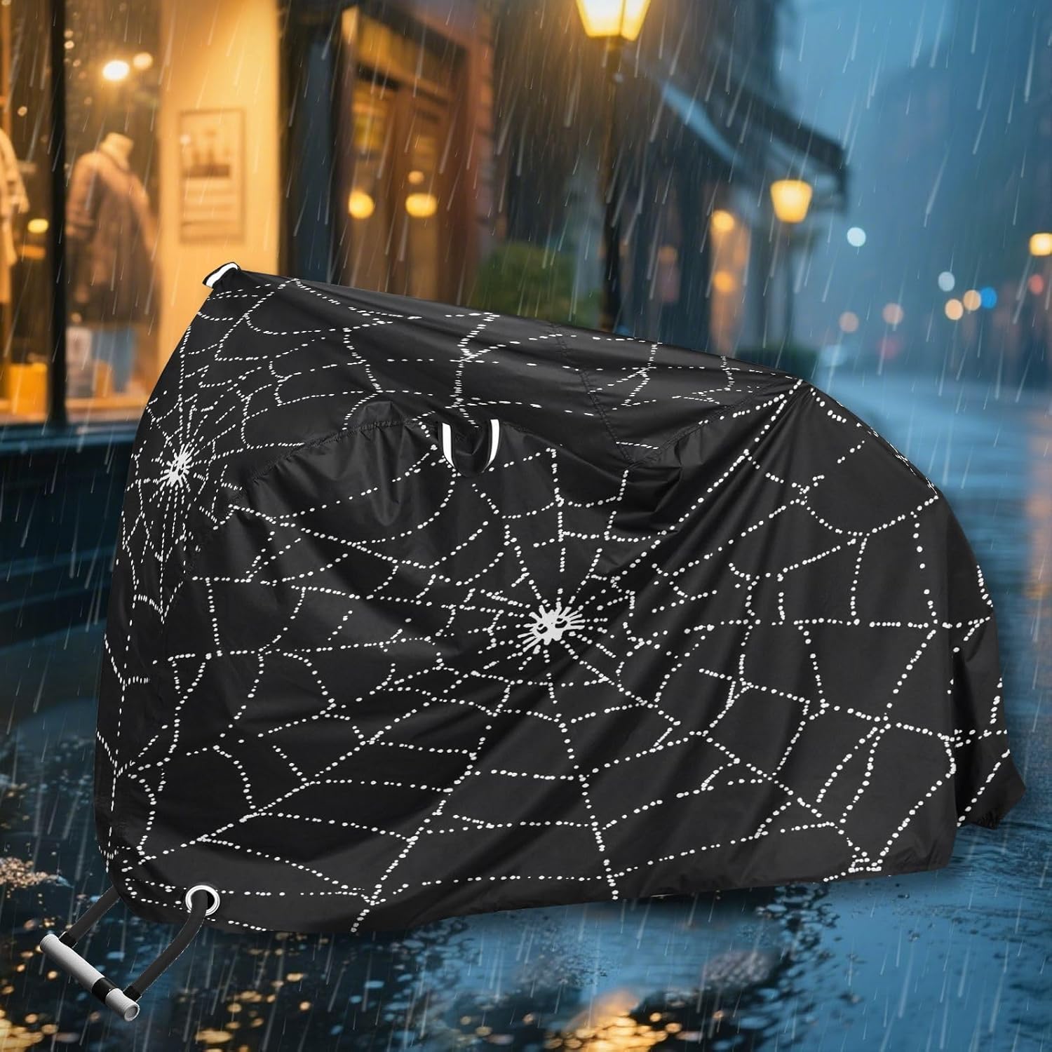 ALAZA Spider Web Halloween Bike Cover Waterproof Outdoor Ebike Bicycle Covers Tarp Protection for 1/2 Bikes, Sun UV Dust Wind Proof
