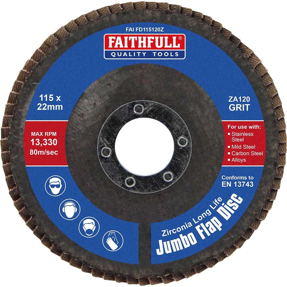 Faithfull  Flap Disc Zirconia A120 115mm Jumbo Faifd115120Z from B&Q
