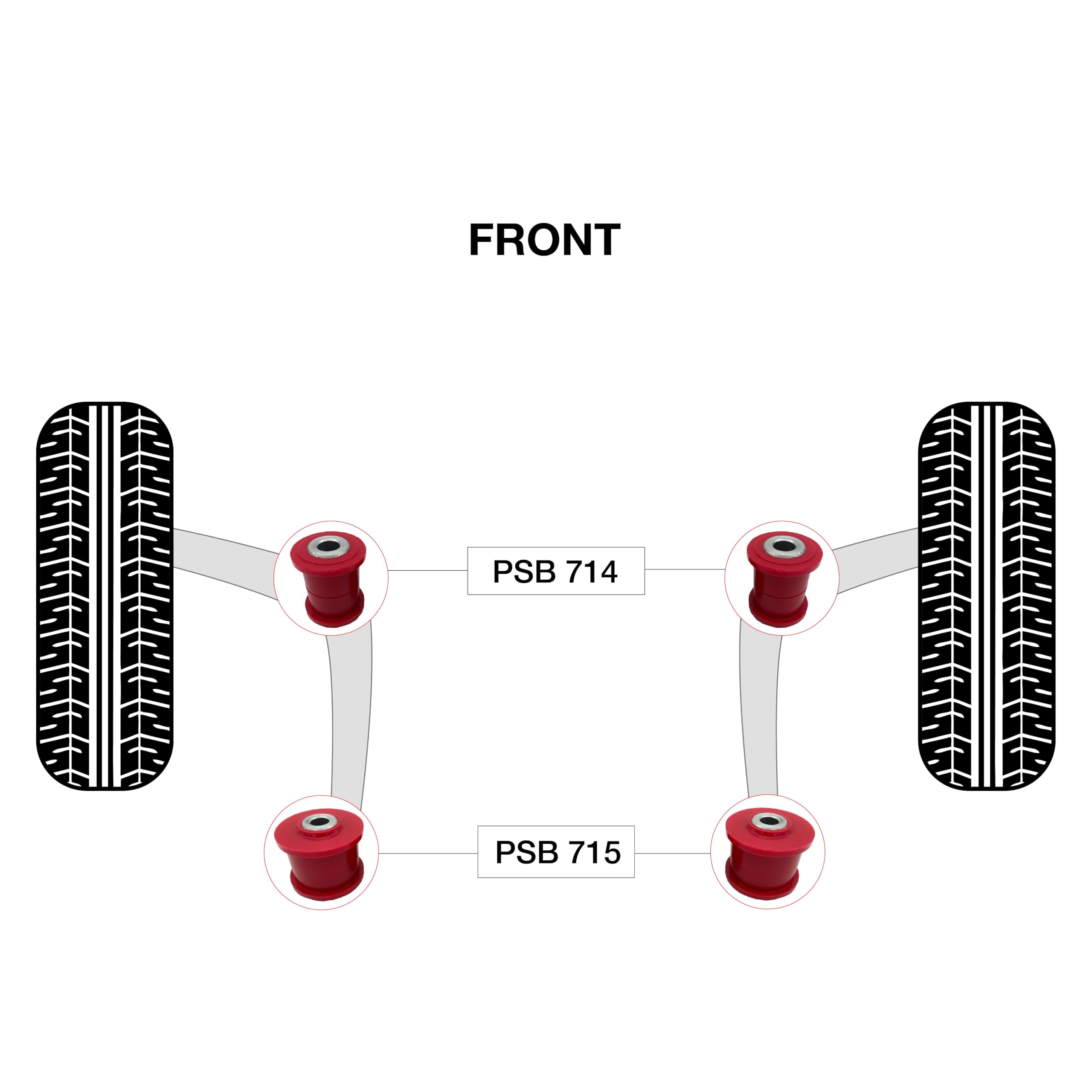 PSB Bushings - Kit Completo di Presa in Poliuretano per Braccio Trasversale Anteriore - Compatibile con VW T5/T6/T6.1 Transporter 2003-2023