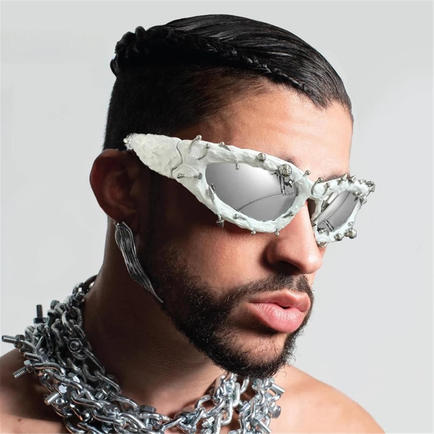 Unique Hip Hop Sunglasses For Women Men New Sports Twisted Sun Glasses Female Party Shades Silver Retro