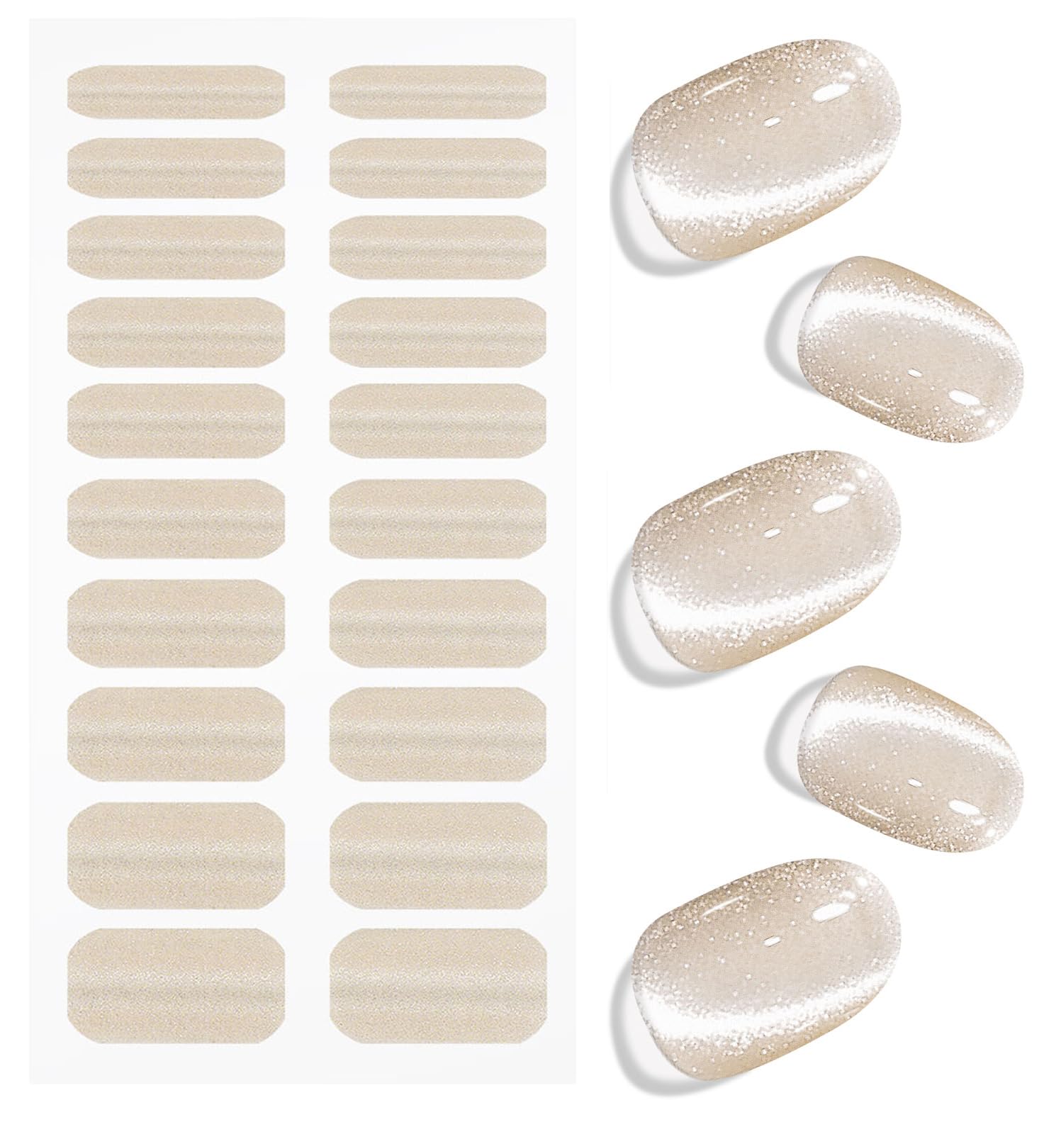 JMEOWIO Gel Nail Stickers Cat Eye Semi Cured Gel Nail Strips Wraps UV/LED Nails Art Design Decoration Accessories - Image 2