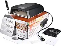 Commercial Chef Forno de pizza ao ar livre – Forno de pizza a gás propano – Fornos de pizza portáteis para fora – churrasqueira de forno de tijolo de pedra – com porta de forno de pizza, descasque, pedra de pizza, cortador e capa de transporte